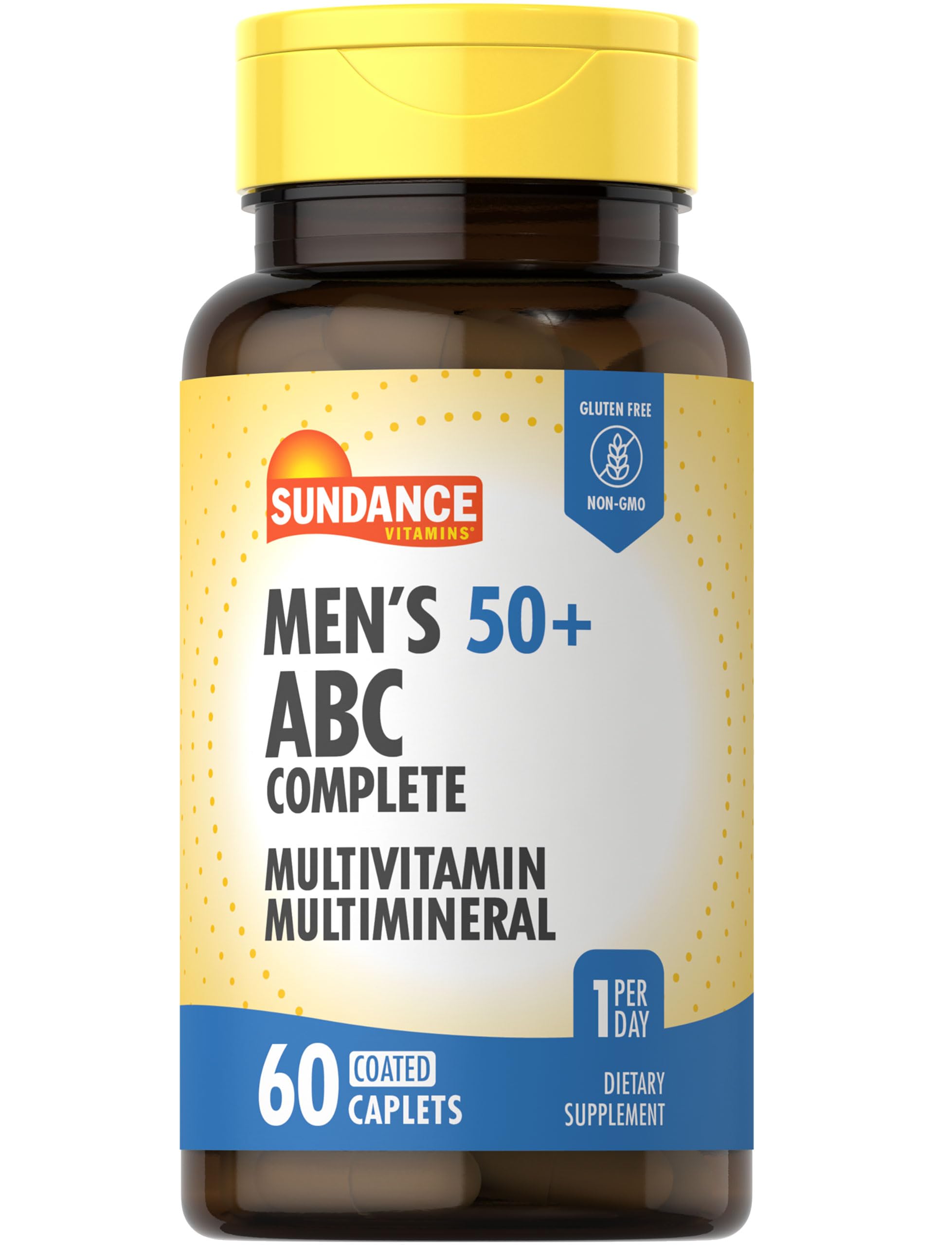 Sundance Men's 50+ ABC Complete Multivitamin | 60 Caplets | with Multimineral Formula | Non-GMO and Gluten Free Supplement