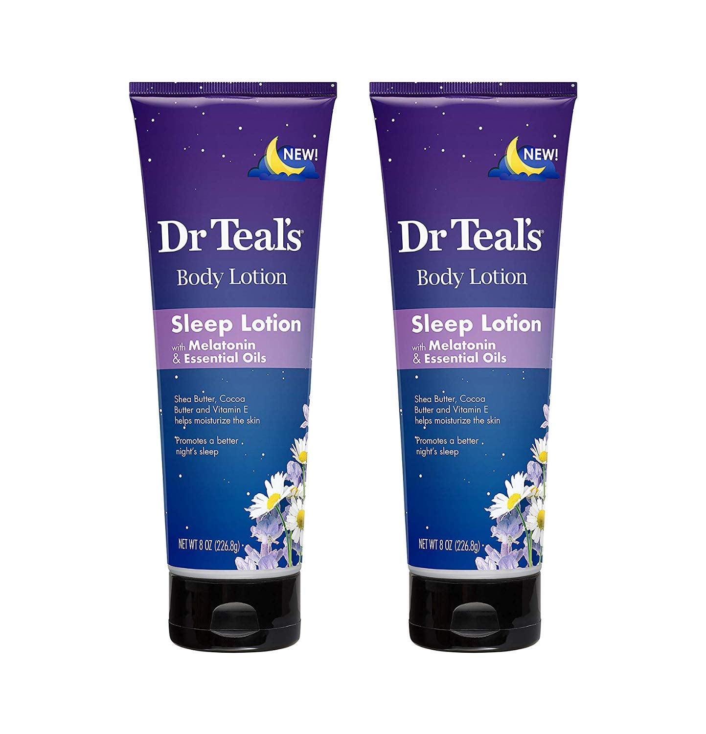 Dr Teal's Melatonin Sleep Lotion Gift Set (2 Pack, 8 oz ea.) - Nighttime Therapy Body Lotion Combines Shea & Cocoa Butter to Nourish and Protect Skin - Promotes Better Sleep