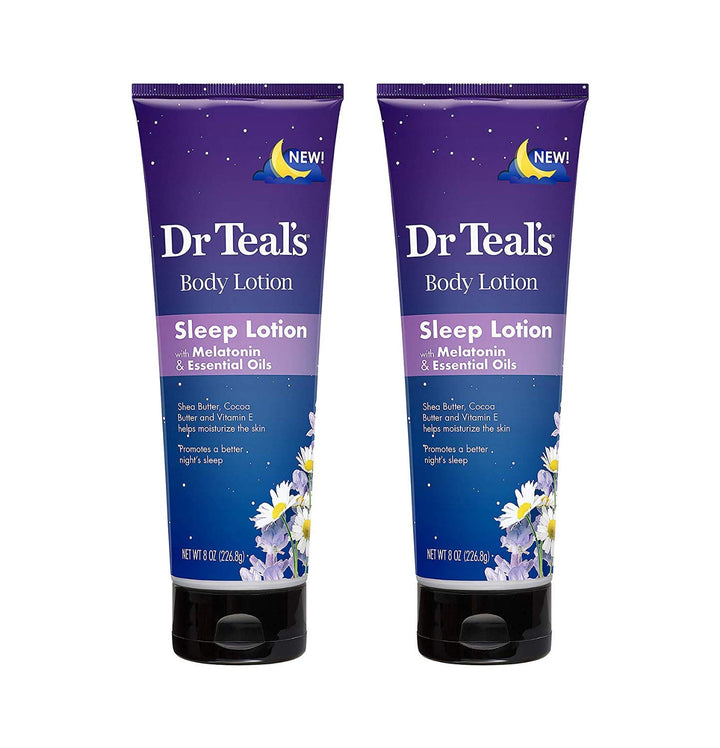 Dr Teal's Melatonin Sleep Lotion Gift Set (2 Pack, 8 oz ea.) - Nighttime Therapy Body Lotion Combines Shea & Cocoa Butter to Nourish and Protect Skin - Promotes Better Sleep