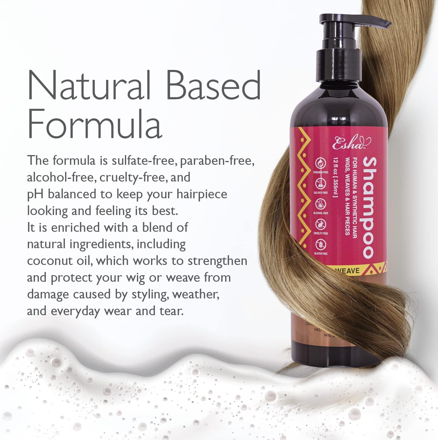 Esha Wig & Weave Revitalizing Shampoo | Restores & Renews | For Human & Synthetic Hair - (12 Oz.) (Small, 4, Fl Oz)