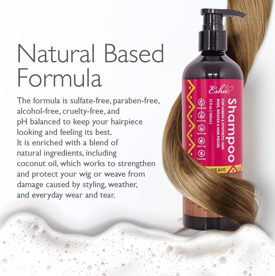 Esha Wig & Weave Revitalizing Shampoo | Restores & Renews | For Human & Synthetic Hair - (12 Oz.) (Small, 4, Fl Oz)