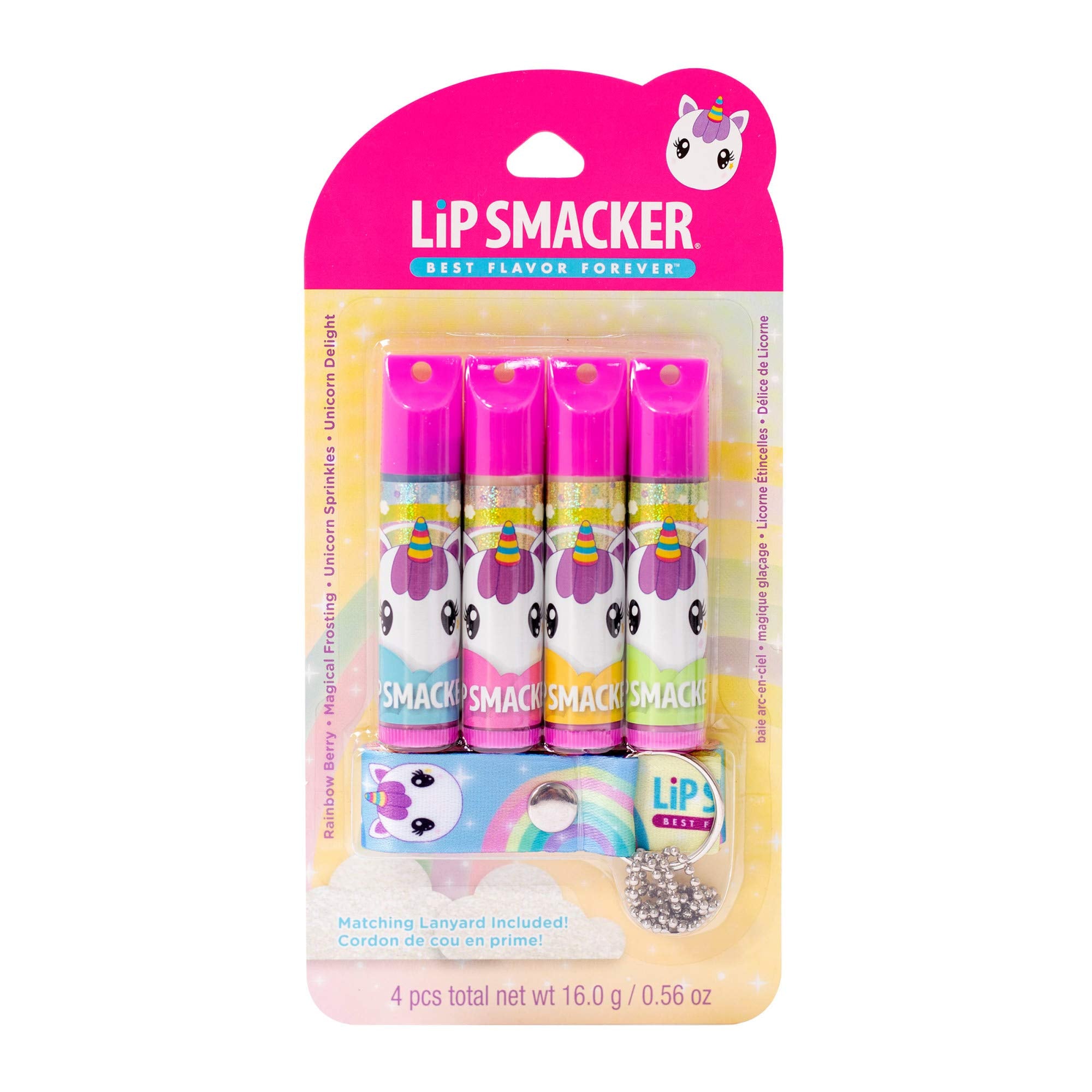 Lip SmackerFlavored Balm Set With Lanyard, Unicorn, 0.56 Ounce