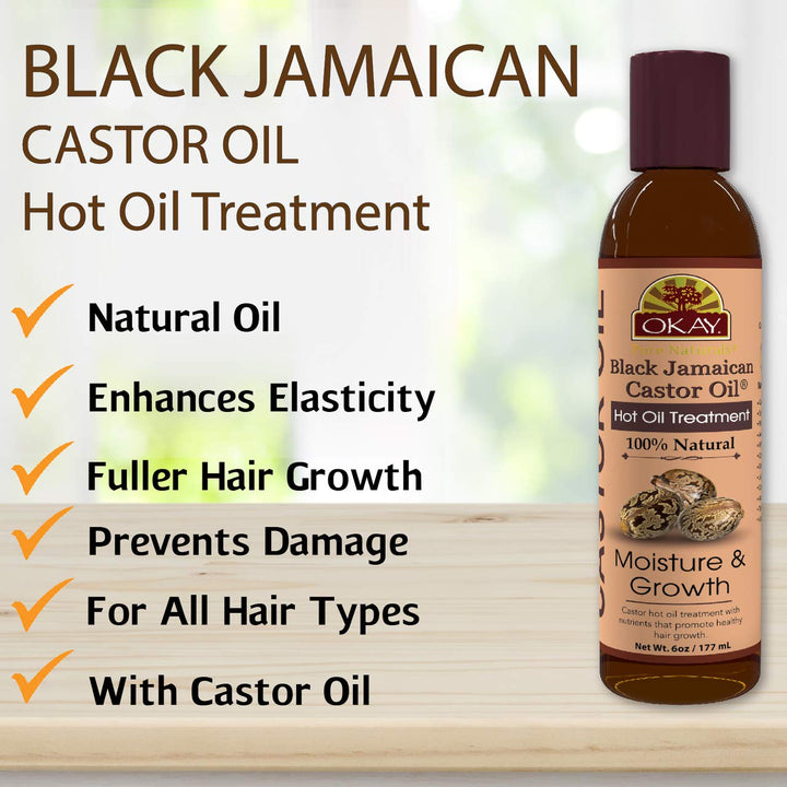 Black Jamaican Castor Oil Hot Oil Treatment Helps With Hair Growth Restores Damaged Hair Silicone,Paraben Free For All Hair Types and Textures Made in USA 6oz