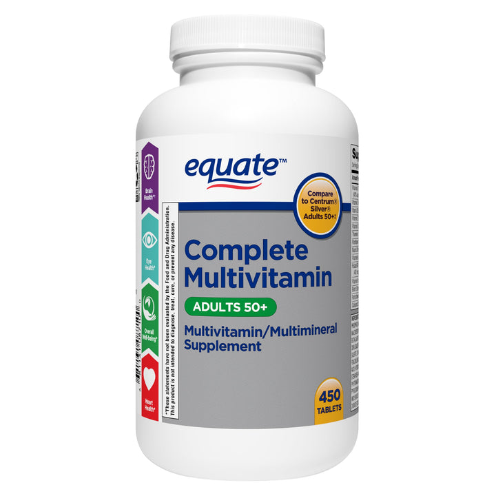 Maker Explorador Equate Complete Multivitamin/Multimineral Supplement Tablets, Adults 50+, 450 Count and Card Gift