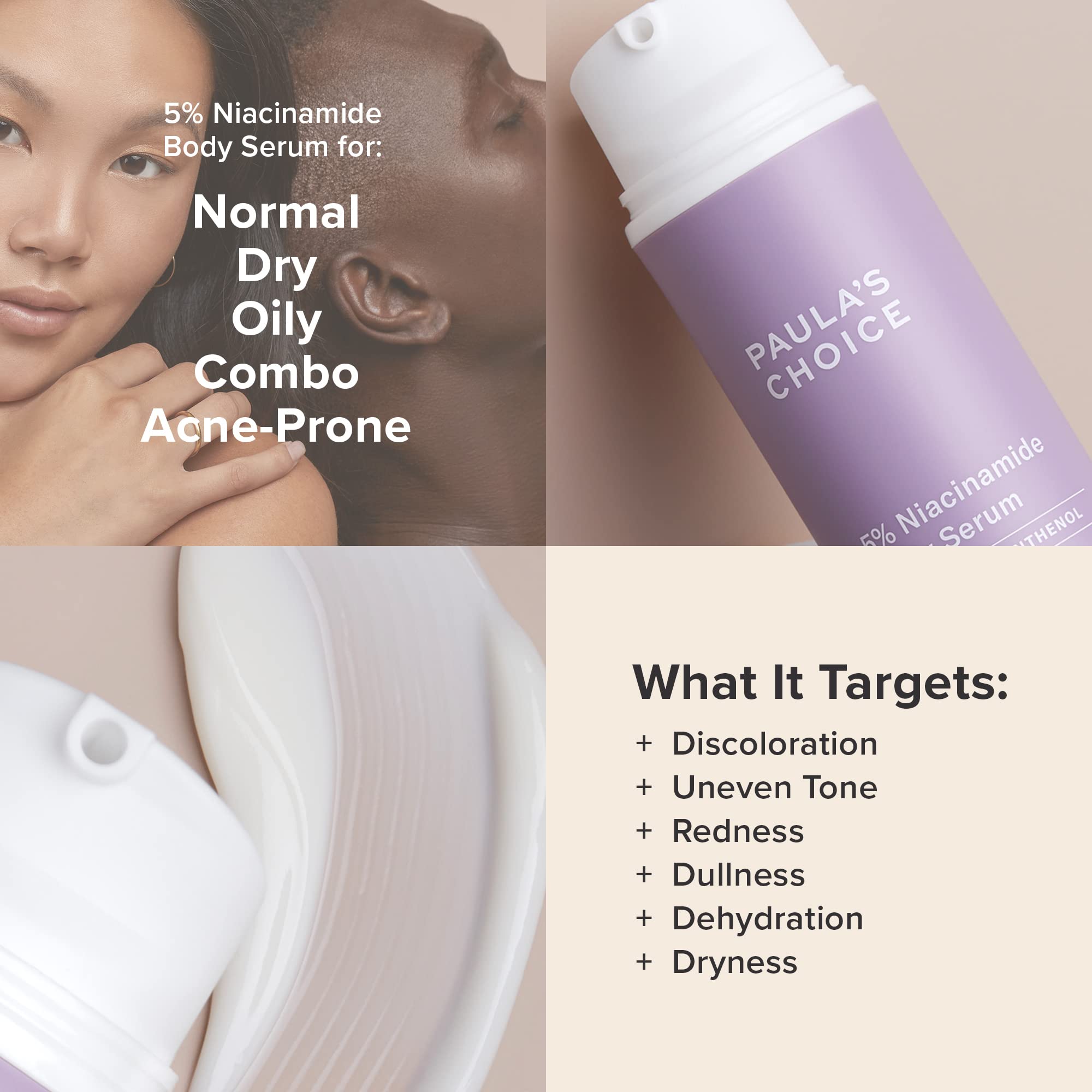 Paula's Choice 5% Niacinamide Body Treatment with Vitamin B3 & B5, Lotion for Discoloration, Redness, Wrinkles & Uneven Tone on Chest, Arms & Legs, Fragrance-free & Paraben-free, 4 Fl Oz.