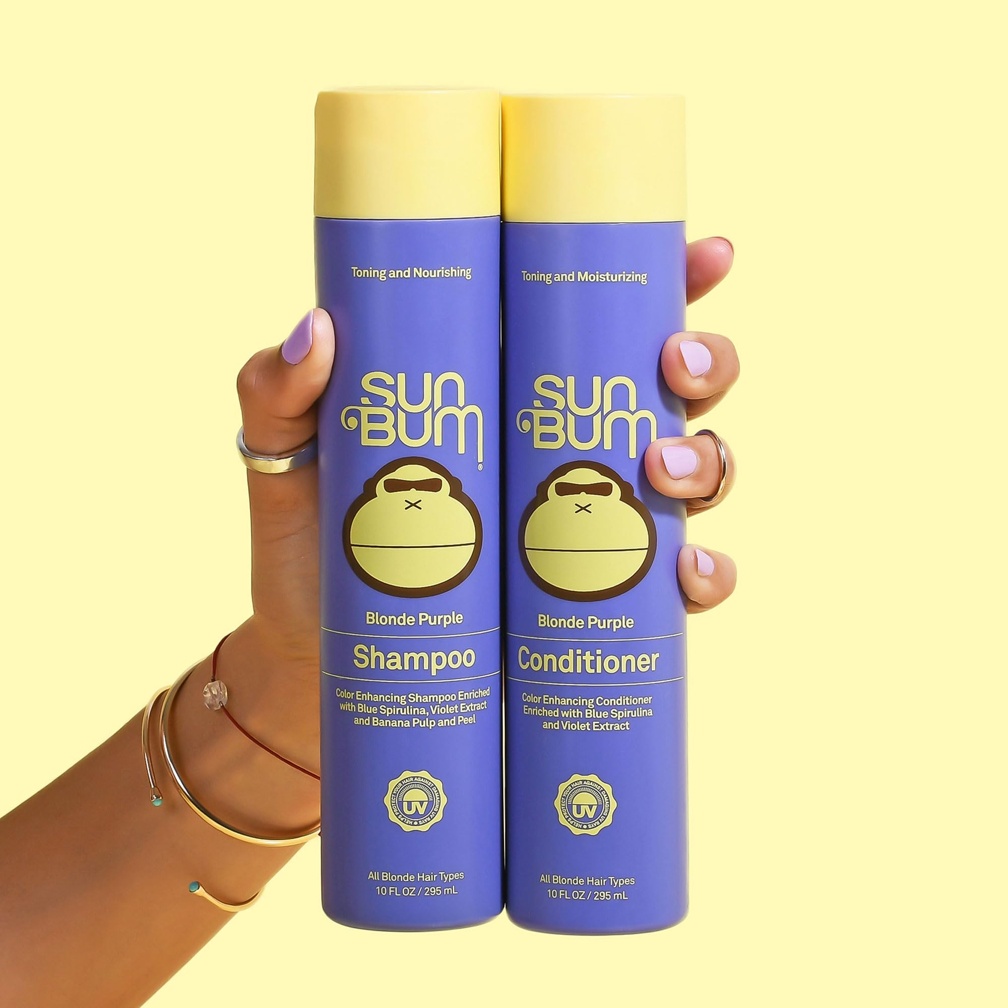 Sun Bum Blonde Conditioner | UVprotecting and Cruelty Free Color Enhancing and Toning Hair Treatment for Blondes | 10 Oz