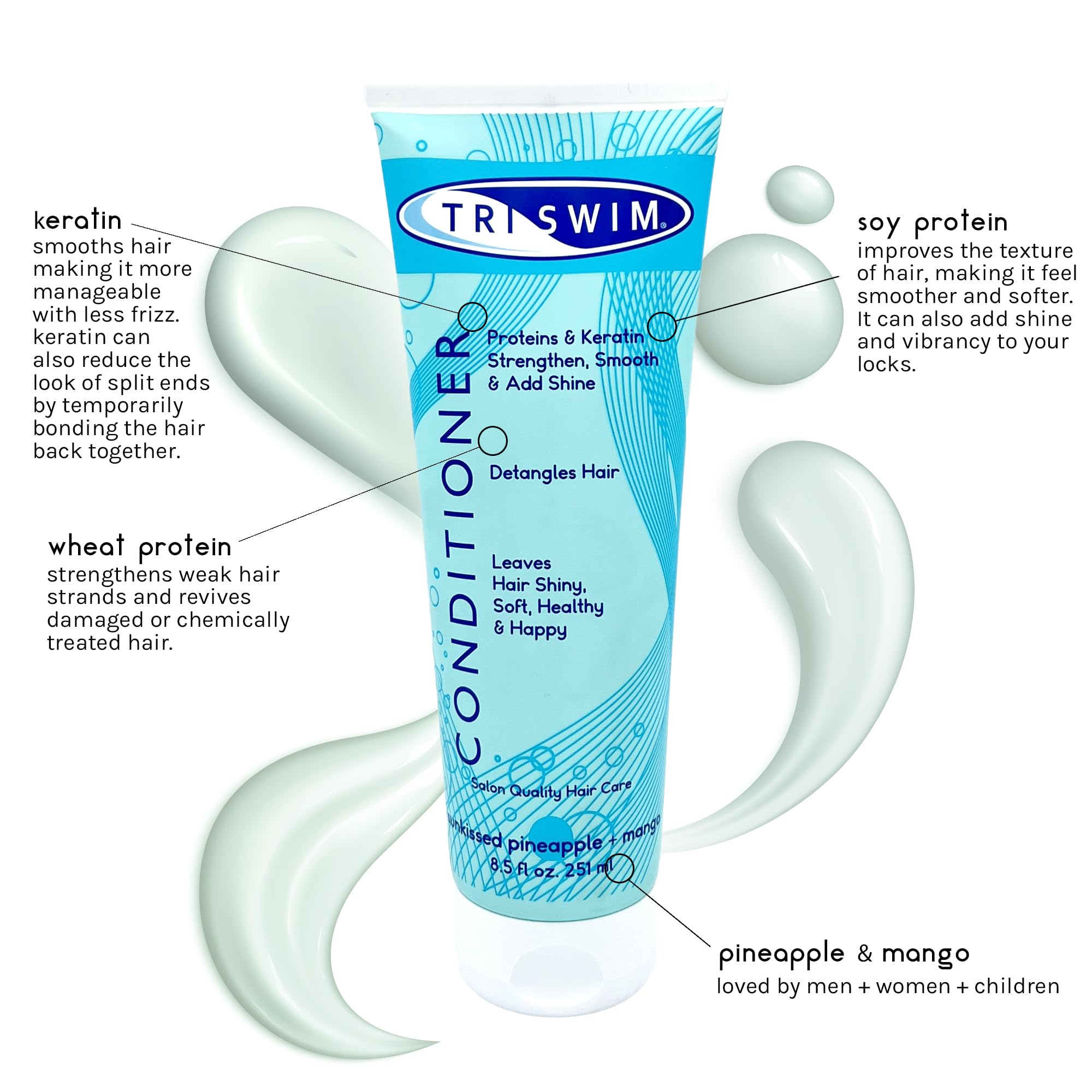 TRISWIM Scented Moisturizing Conditioner, Detangles, and Repairs Chlorine Damaged Hair for Swimmers and Athletes