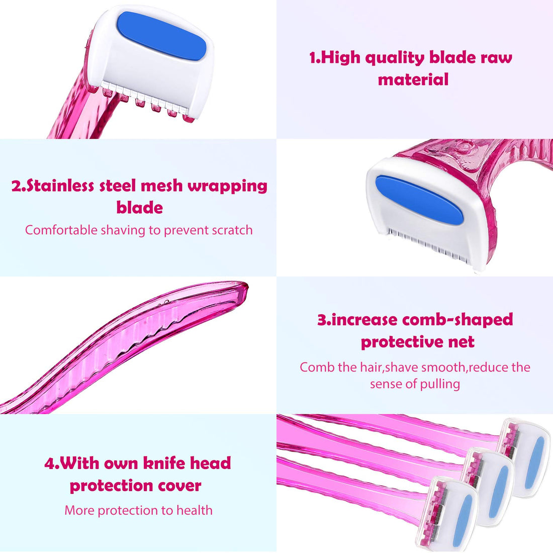 30 Pieces Bikini Razors for Women T-Type Beauty Razor Bikini Line Trimmer Personal Bikini Razor Small Armpit Trimmer for Girls Body Cosmetic Tool (Light Pink, Light Yellow, Light Blue)
