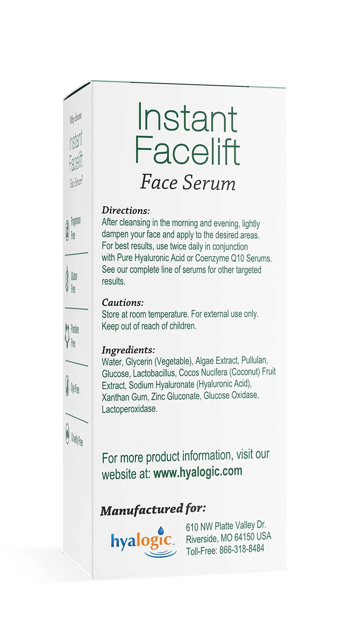 Hyalogic - Episilk Instant Facelift Face Serum with Hyaluronic Acid & Pepha-Tight - 1 oz