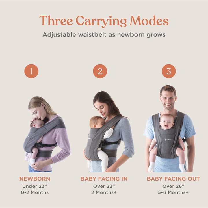 Ergobaby Embrace Cozy Newborn Essentials Baby Carrier Wrap (7-25 Pounds), Ponte Knit, Soft Navy