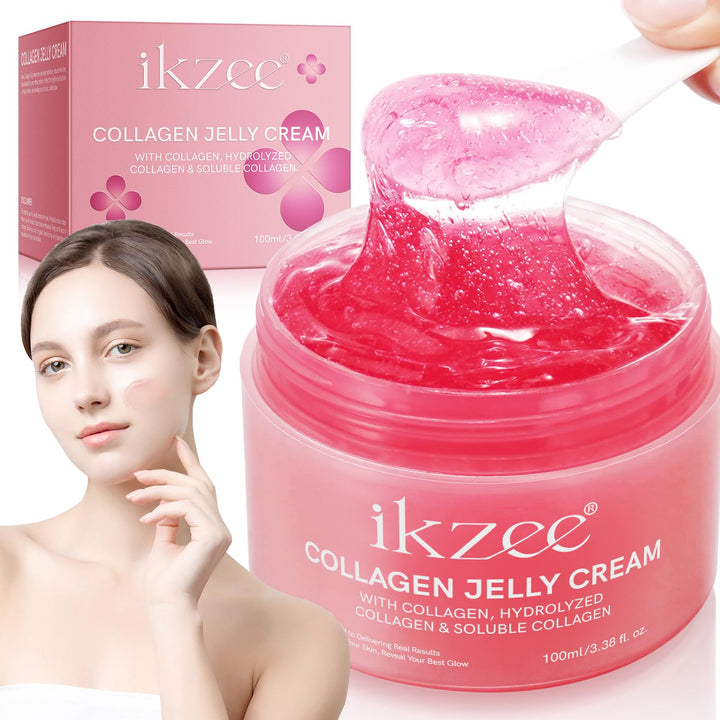 Collagen Jelly Cream 3.38 fl.oz, Collagen Gel for Face with Niacinamide & Freeze-Dried Hydrolyzed Collagen, Deep Hydration, Firm Skin, Reduce Fine Lines & Dullness, Korean Skin Care for All Skin Types