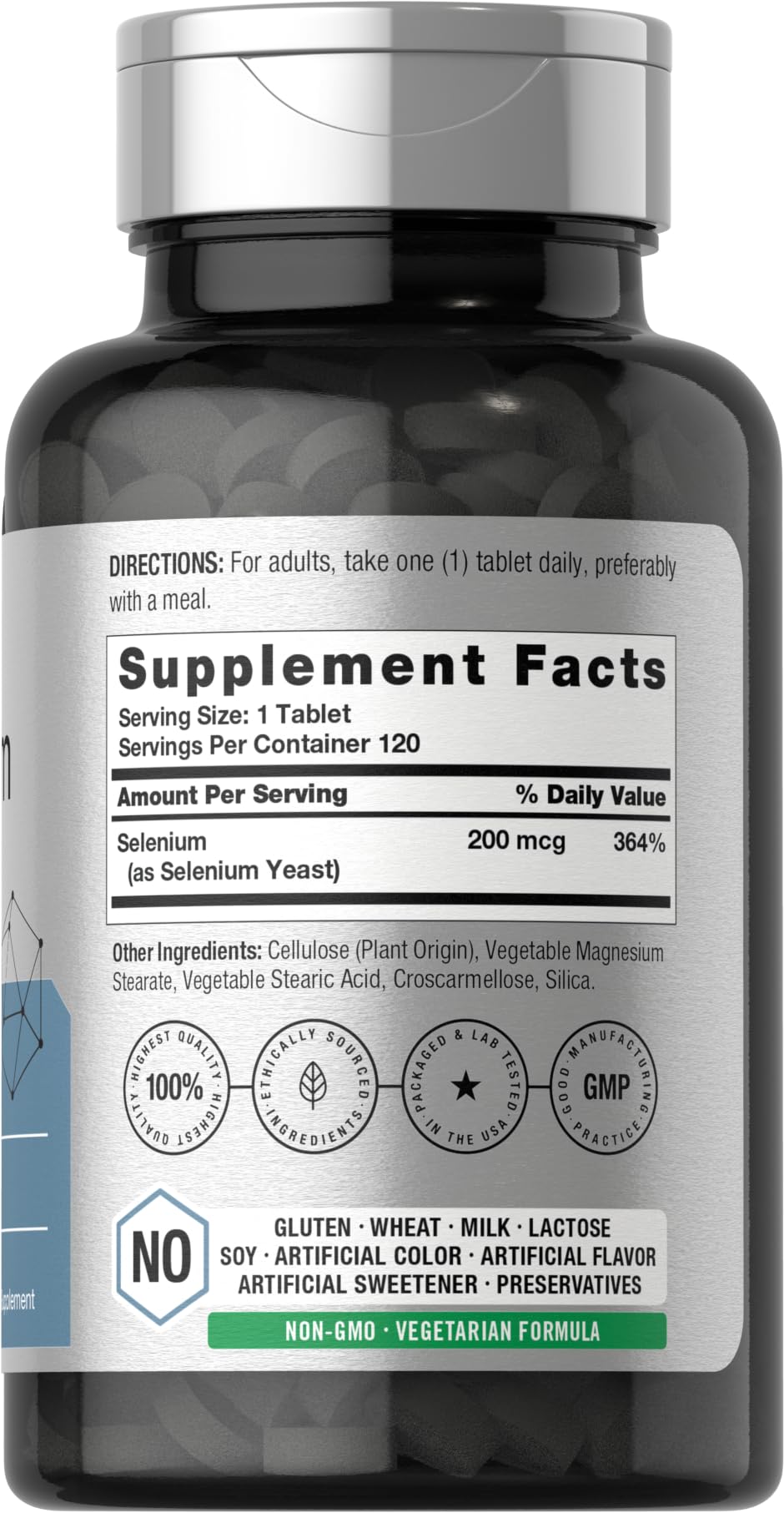 Horbäach Selenium 200mcg Supplement for Women & Men | 120 Tablets | Non-GMO and Gluten Free