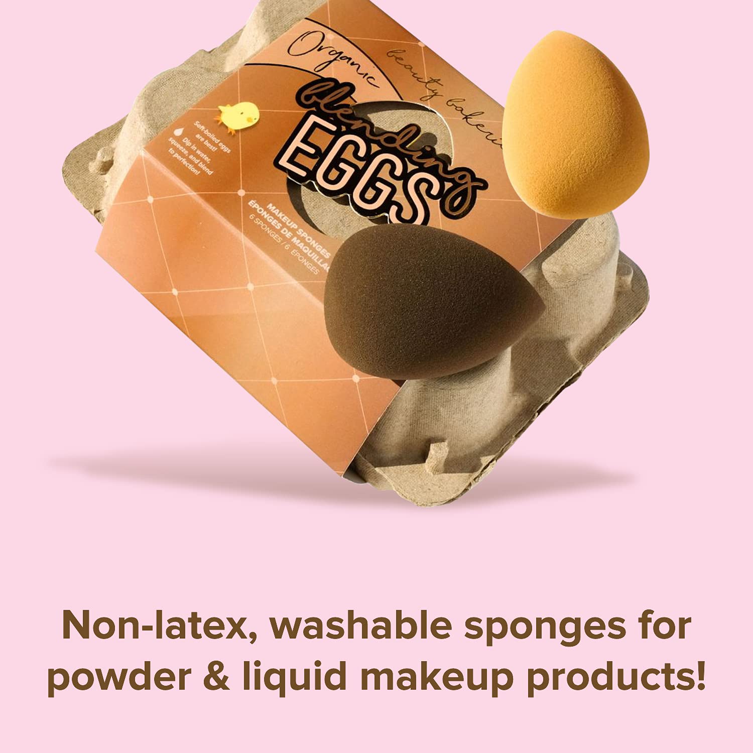 Beauty Bakerie - Organic Blending Eggs Beauty Sponges. Seamless Blending and Reduce Streaks. (6 Sponges)