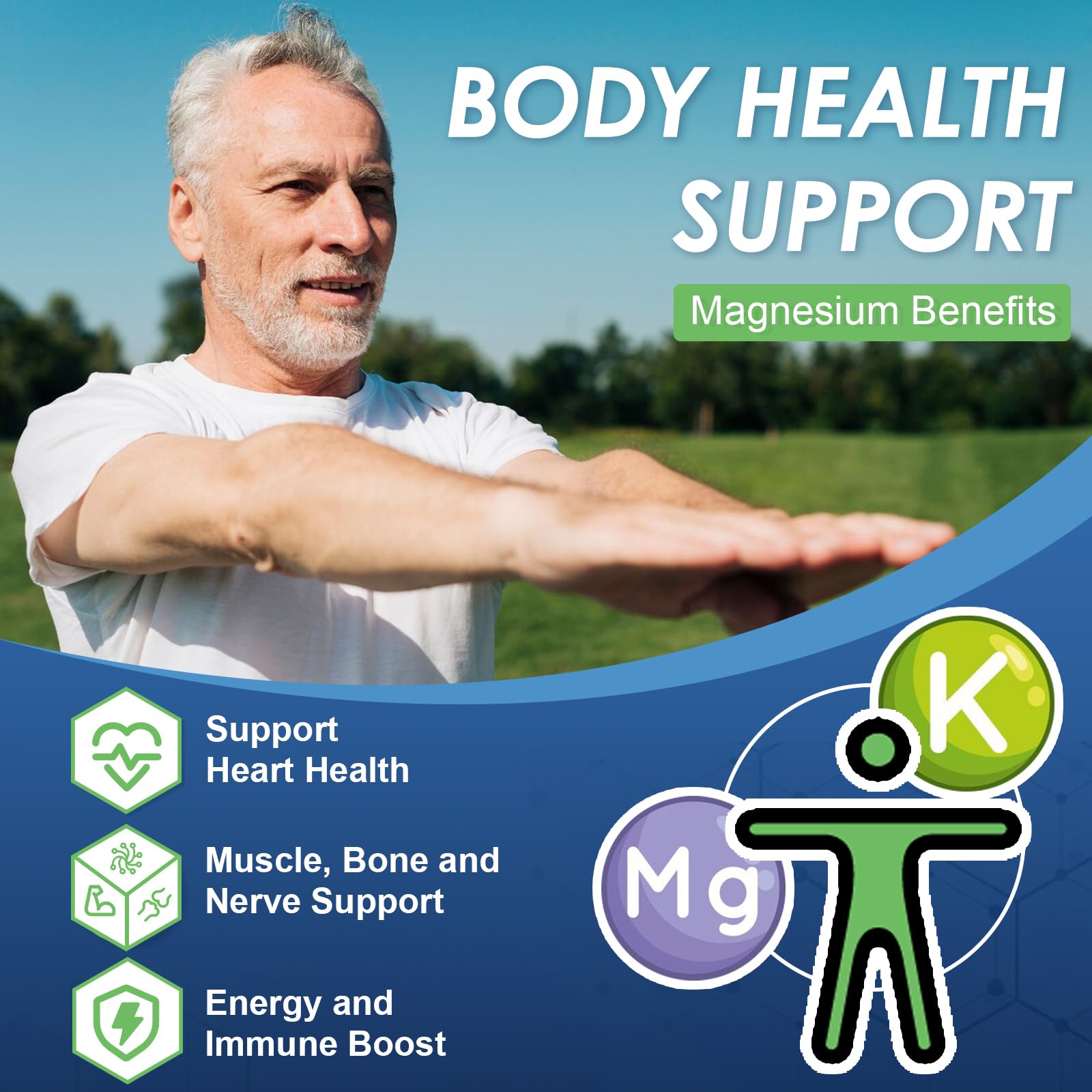 NATURE TARGET Magnesium Glycinate 500mg, Chelated Magnesium with Zinc & Vitamin D3 for Muscle, Nerve & Bone, Support Heart Health & Leg Cramp, Strength Immune System - 120 Capsules