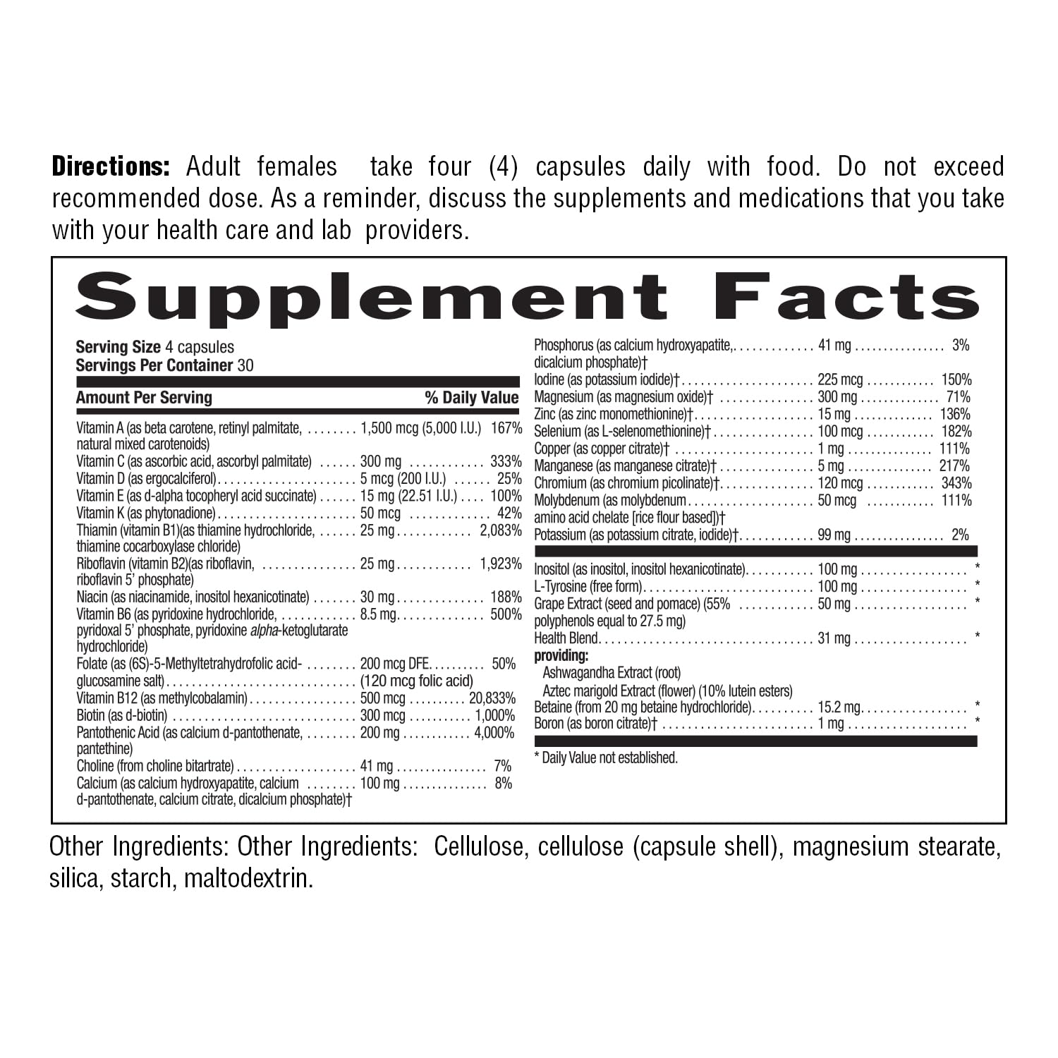 Country Life Max for Women - Multivitamin and Mineral Complex, Iron-free - 120 Vegan Capsules