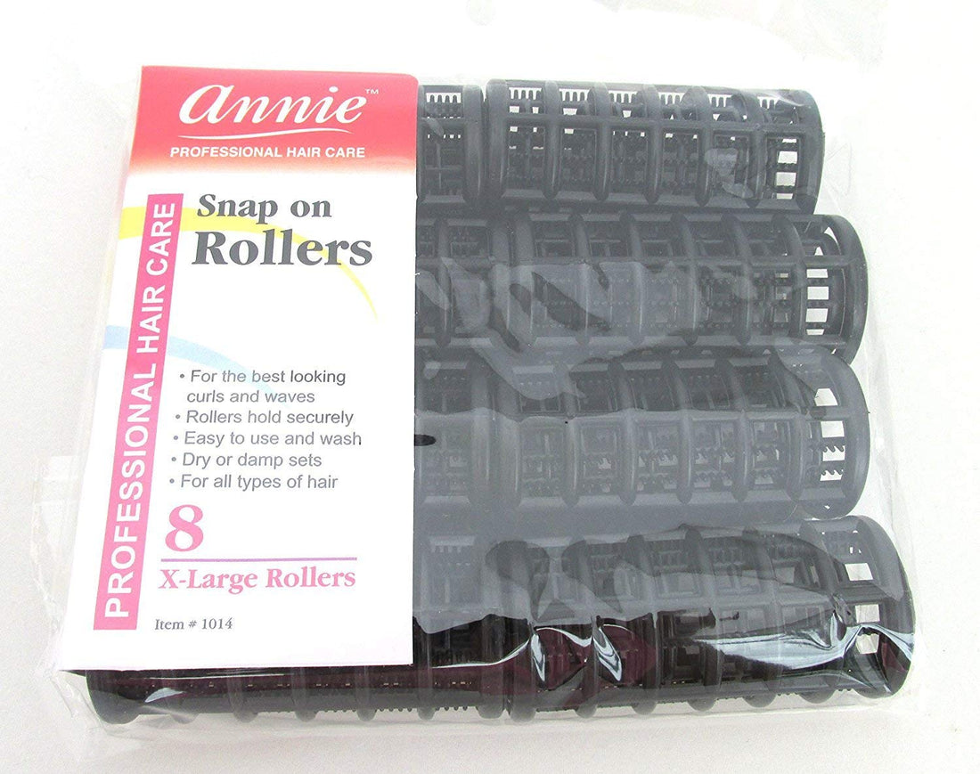Annie Snap on Magnetic Rollers 1 1/8 Black 8pack