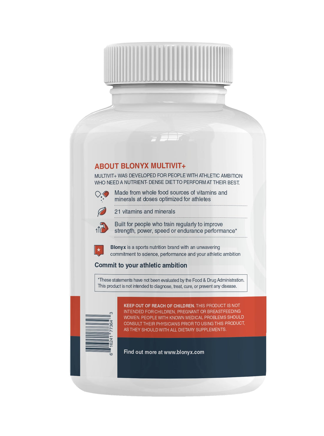 Blonyx Multivit+ Athlete's Multivitamin - Whole Food-Sourced Nutrients, Supports Performance & Muscle Health, 90 Day Supply