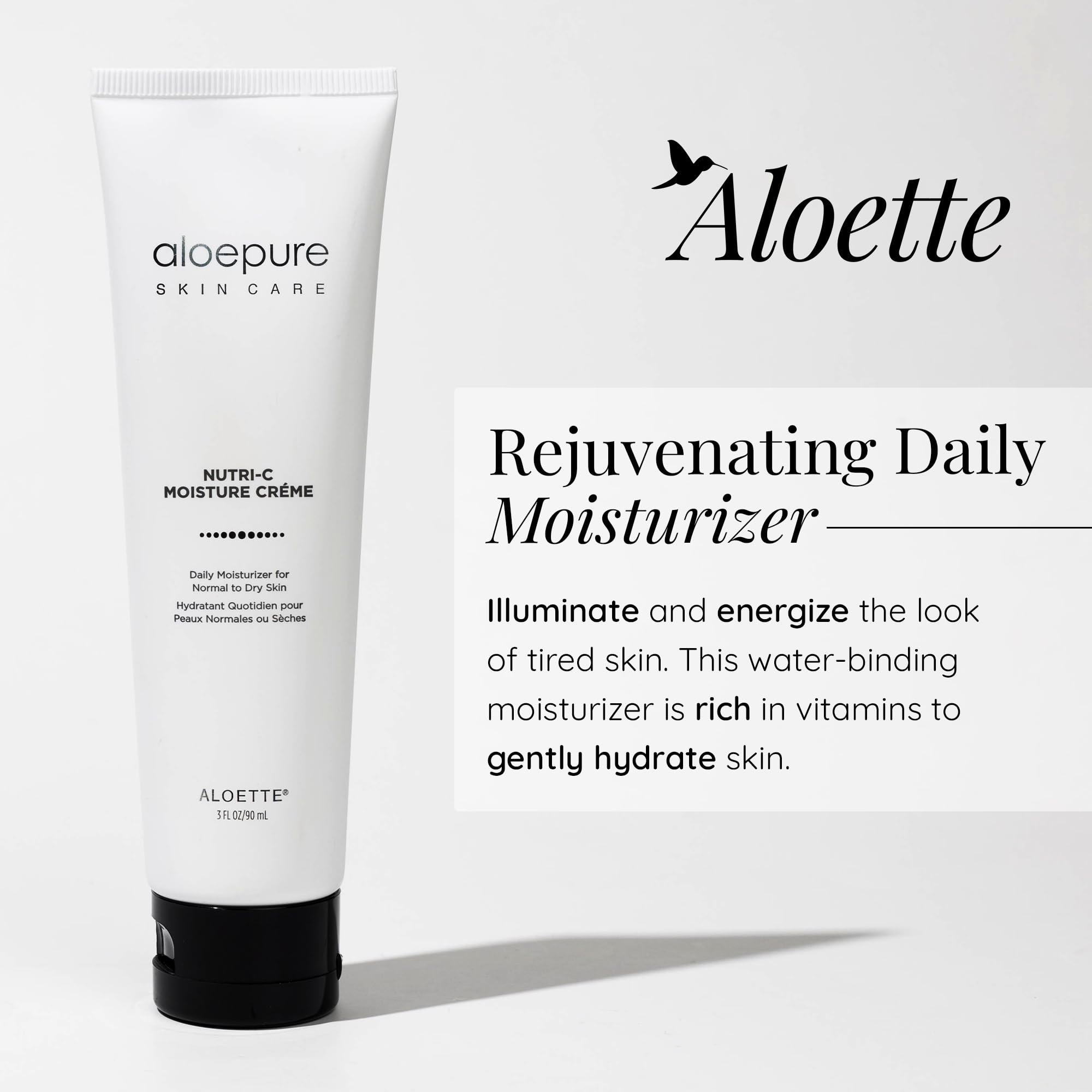 Aloette Nutri-C Face Moisturizer Cream - Daily Facial Skin Care Products for Wrinkles & Fine Lines - Skin Moisturizer Face Lotion Hydrates & Rejuvenates Dry to Normal Skin, Gluten Free - 3 Fl Oz