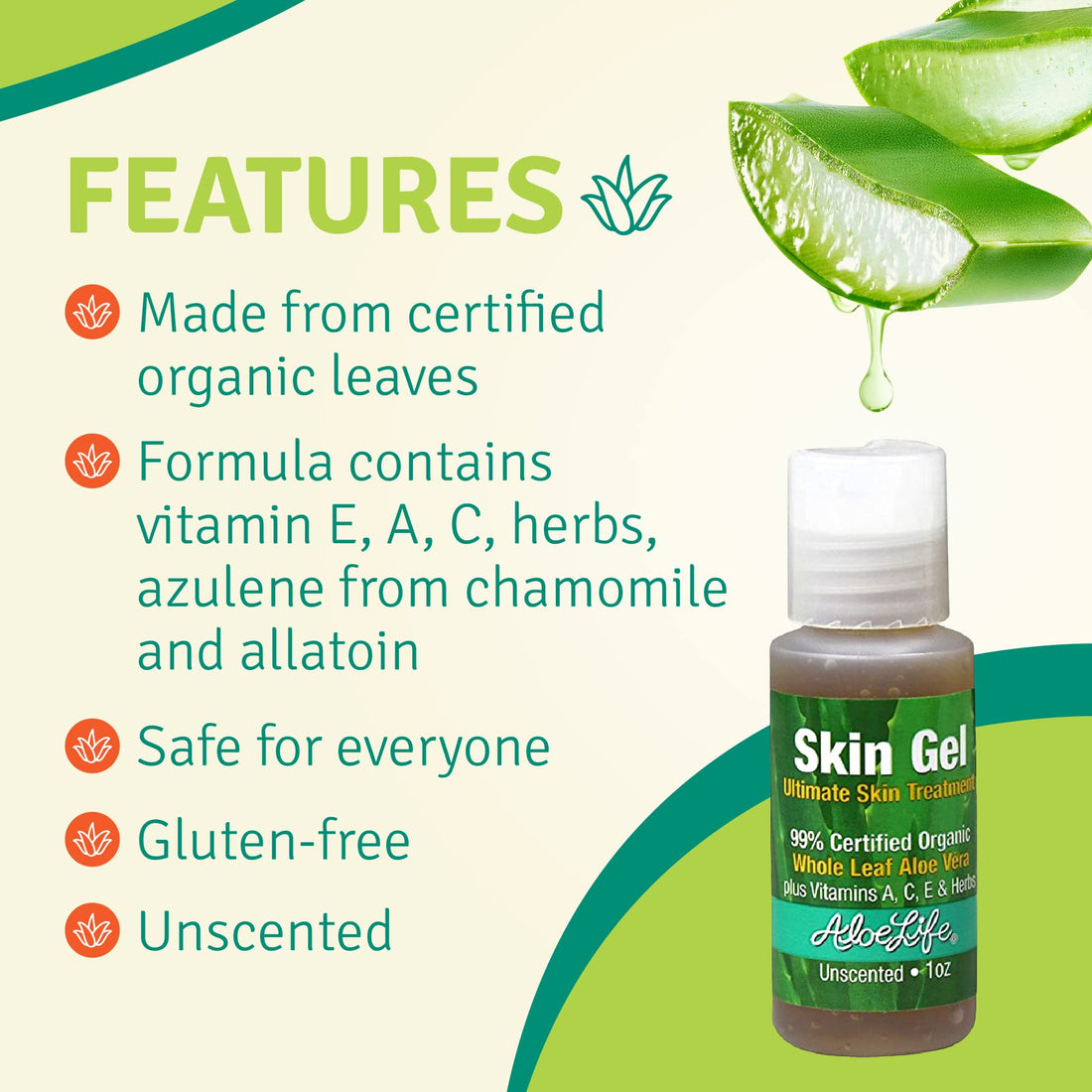 Aloe Life Skin Gel Unscented -- 1 oz