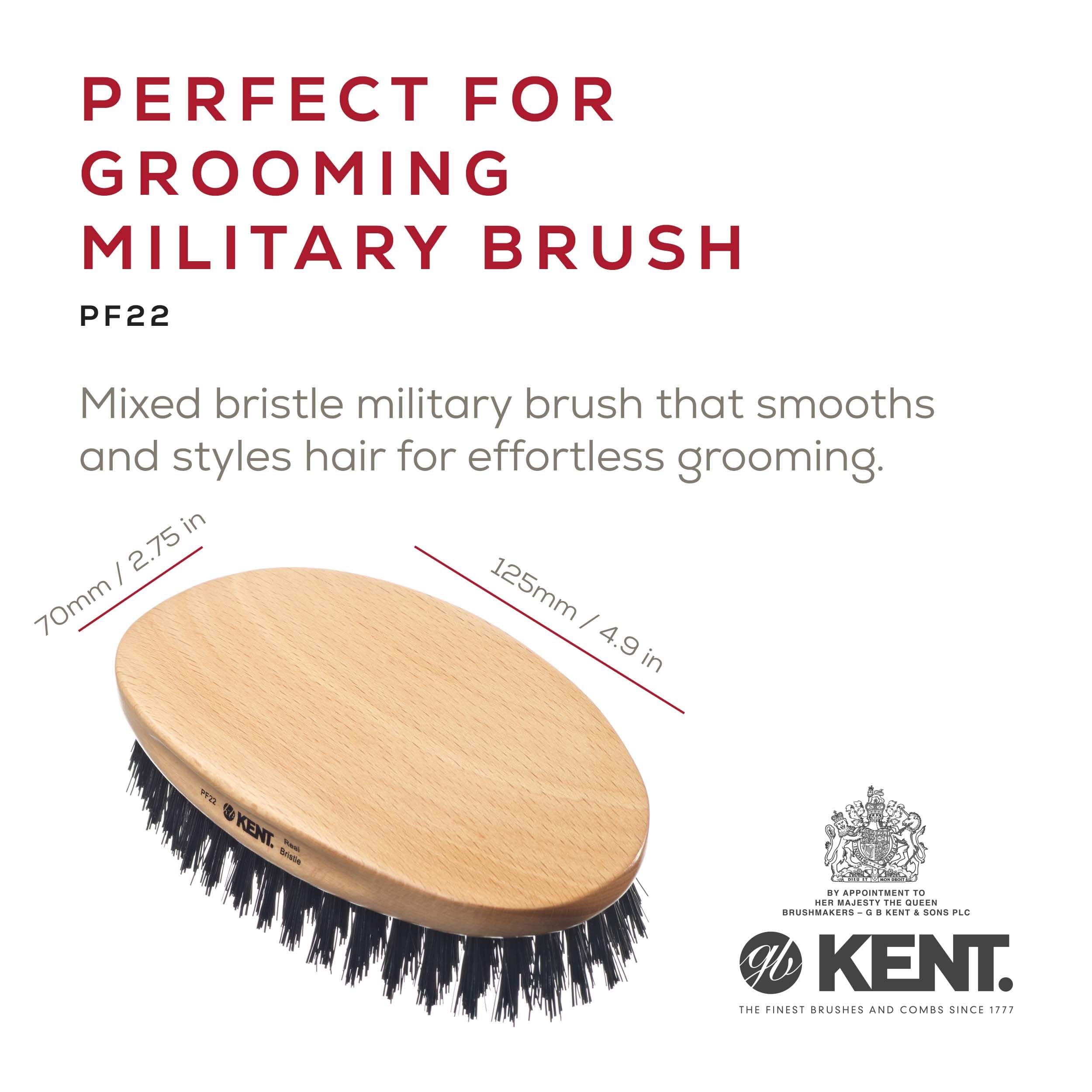 Kent PF22 Mens Military Natural Bristle Hair Brush