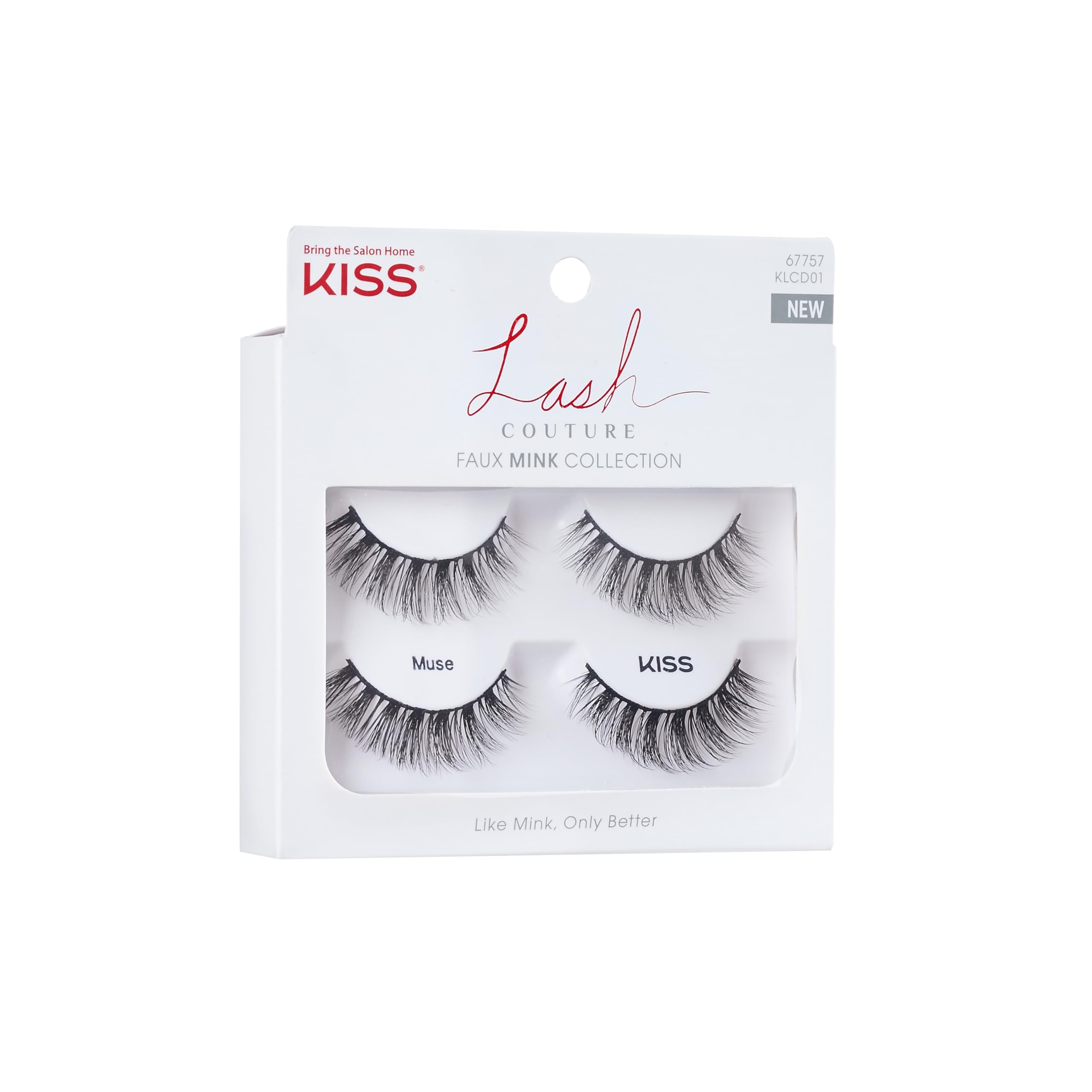 KISS Lash Couture Faux Mink False Eyelashes Double Pack, Knot-Free Lash Band, Reusable, Contact Lens Friendly, Easy To Apply, Ultrafine, Tapered, Synthetic Fake Lashes, Style Muse, 2 Pairs