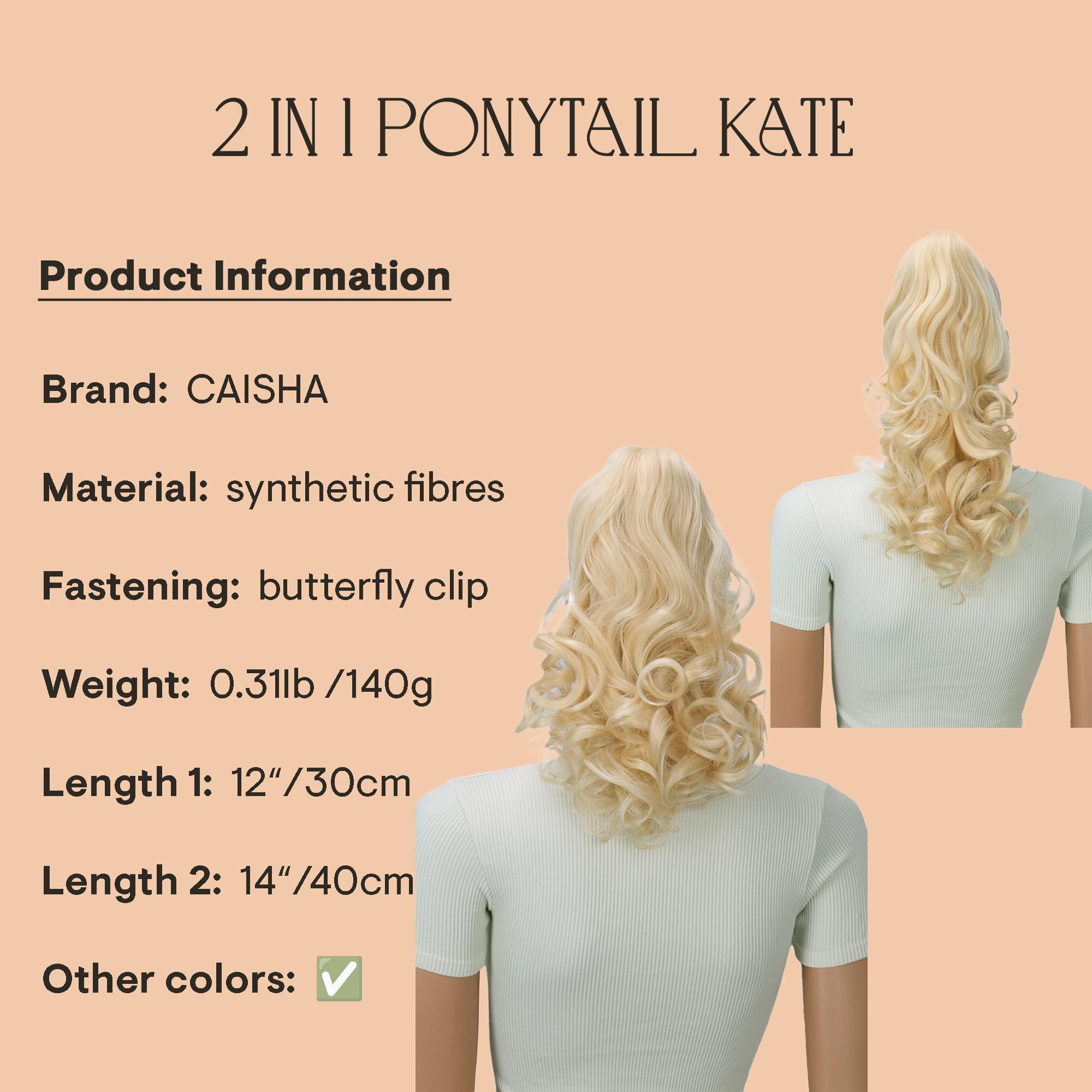 bleach blonde #613 H5-2 : PRETTYSHOP 20 & 120g Hair Piece Pony Tail Extension 2 IN 1 Curled Wavy Heat-Resisting Diverse Colors (bleach blonde 613 H5-2)