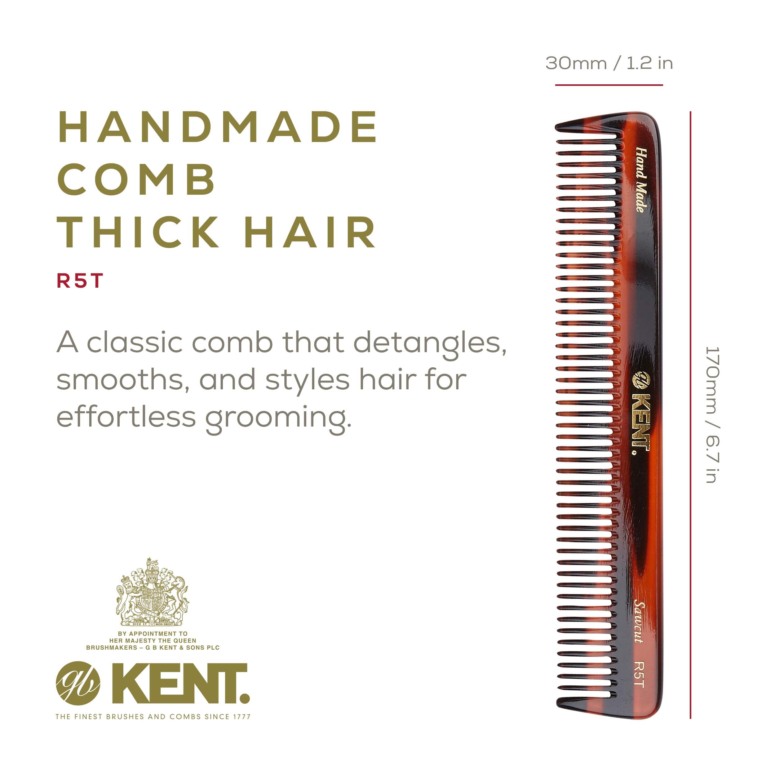 Kent The Handmade Comb - 175 mm Coarse Toothed Dressing Table Comb Hair Brushes