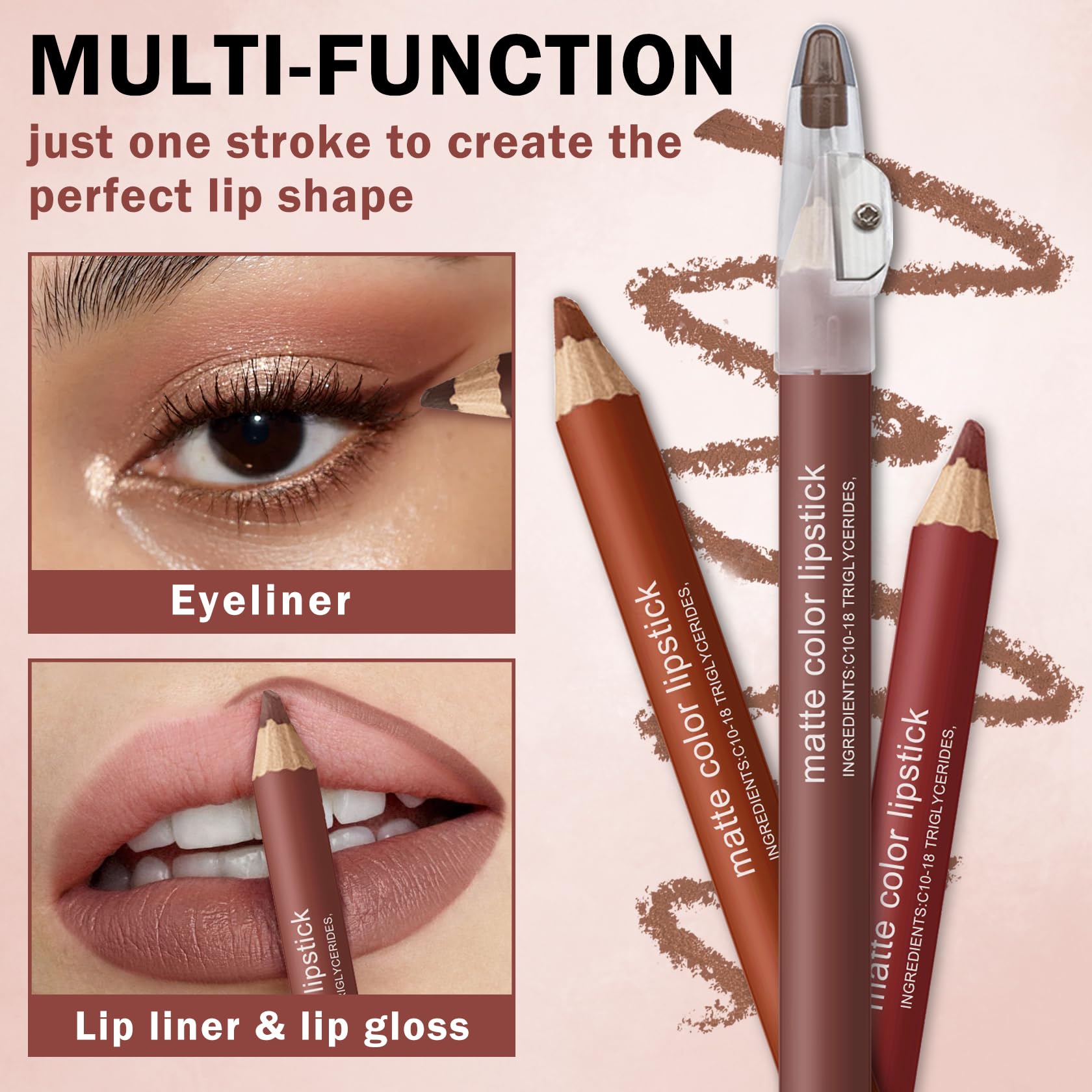 AOAZXBB 12 Colors Lip Liner Set Lip Liner Pencil Natural Nude Brown Matte Lip Liner Long Lasting Smooth Lip Pencil for Daily Lip Makeup