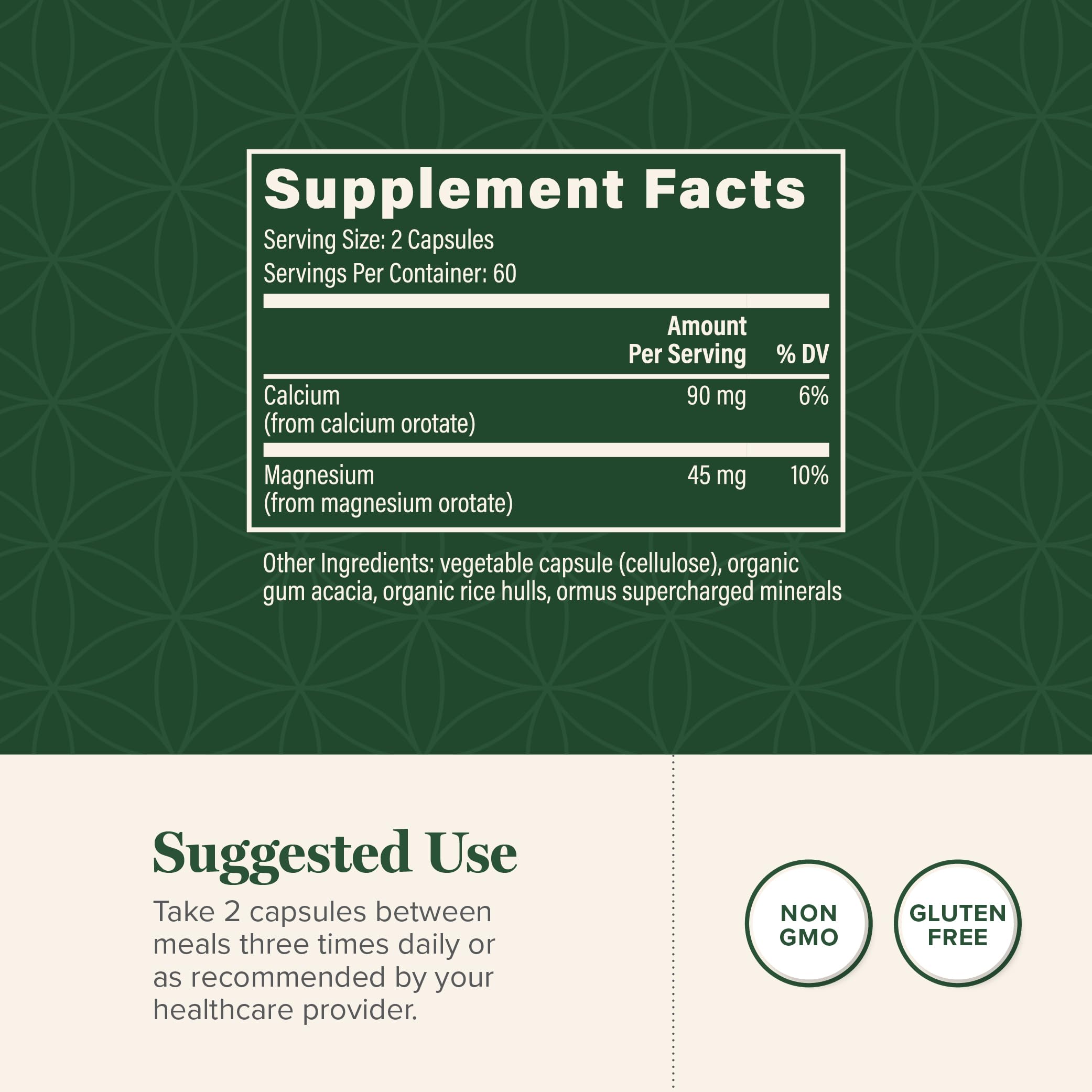 Global Healing Calcium and Magnesium Orotate - Bone Strength Supplement for Women and Men - Helps Support Strong Teeth and Cardiovascular Health for Normal Muscle Function - 120 Capsules