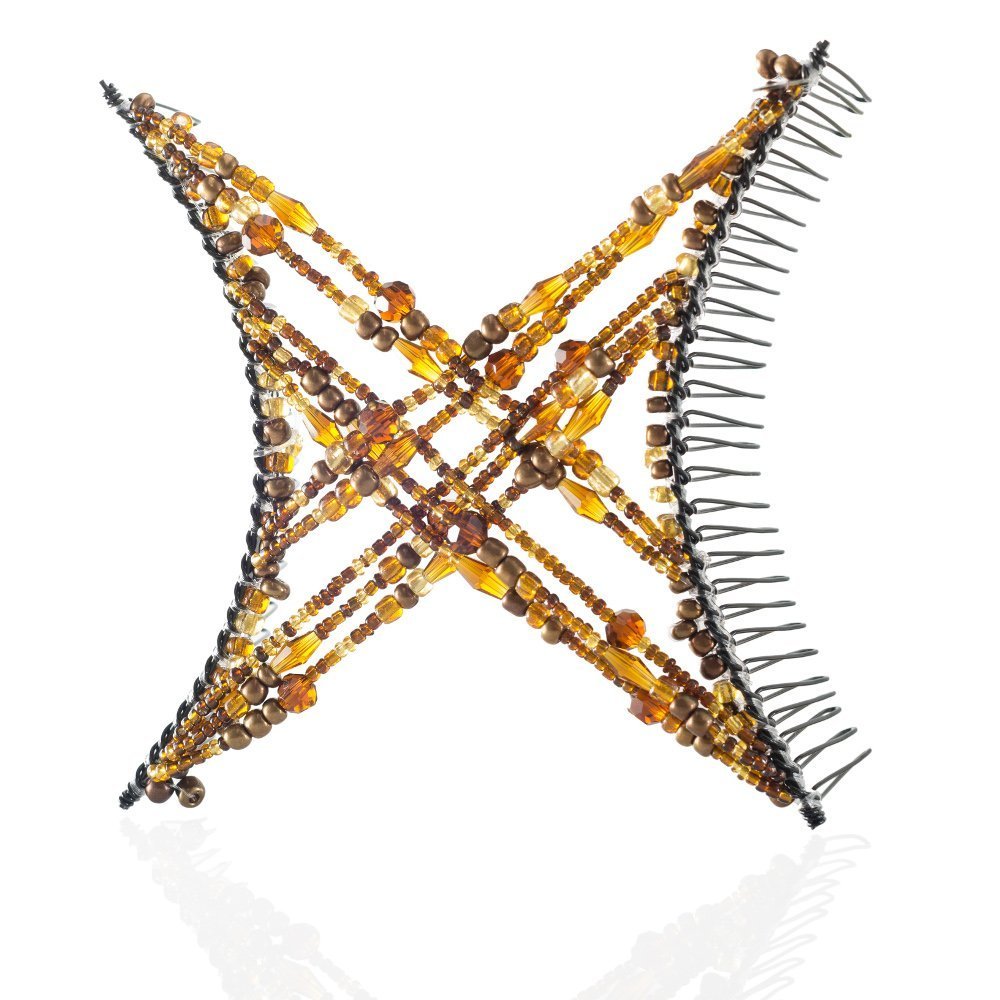 Large , Tortoise : HairZing Double Cross Hair Comb, Hair Accessory Perfect for Easy Ponytails, UpDos and Twists, Tortoise Brown, Large