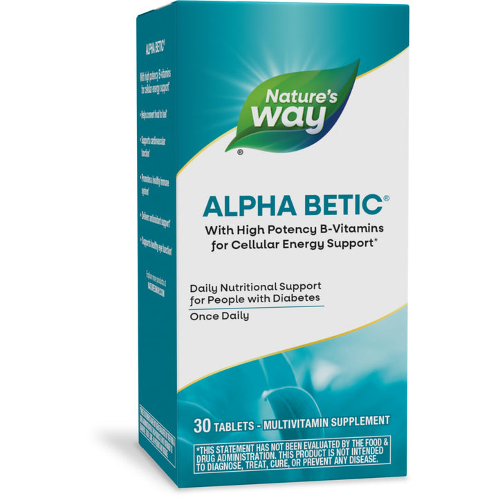 Nature's Way alpha betic, Diabetic Multivitamin for Daily Nutritional Support, with B-Vitamins for Energy Metabolism Support*, Alpha Lipoic Acid, Taurine, Lutein, 30 Tablets