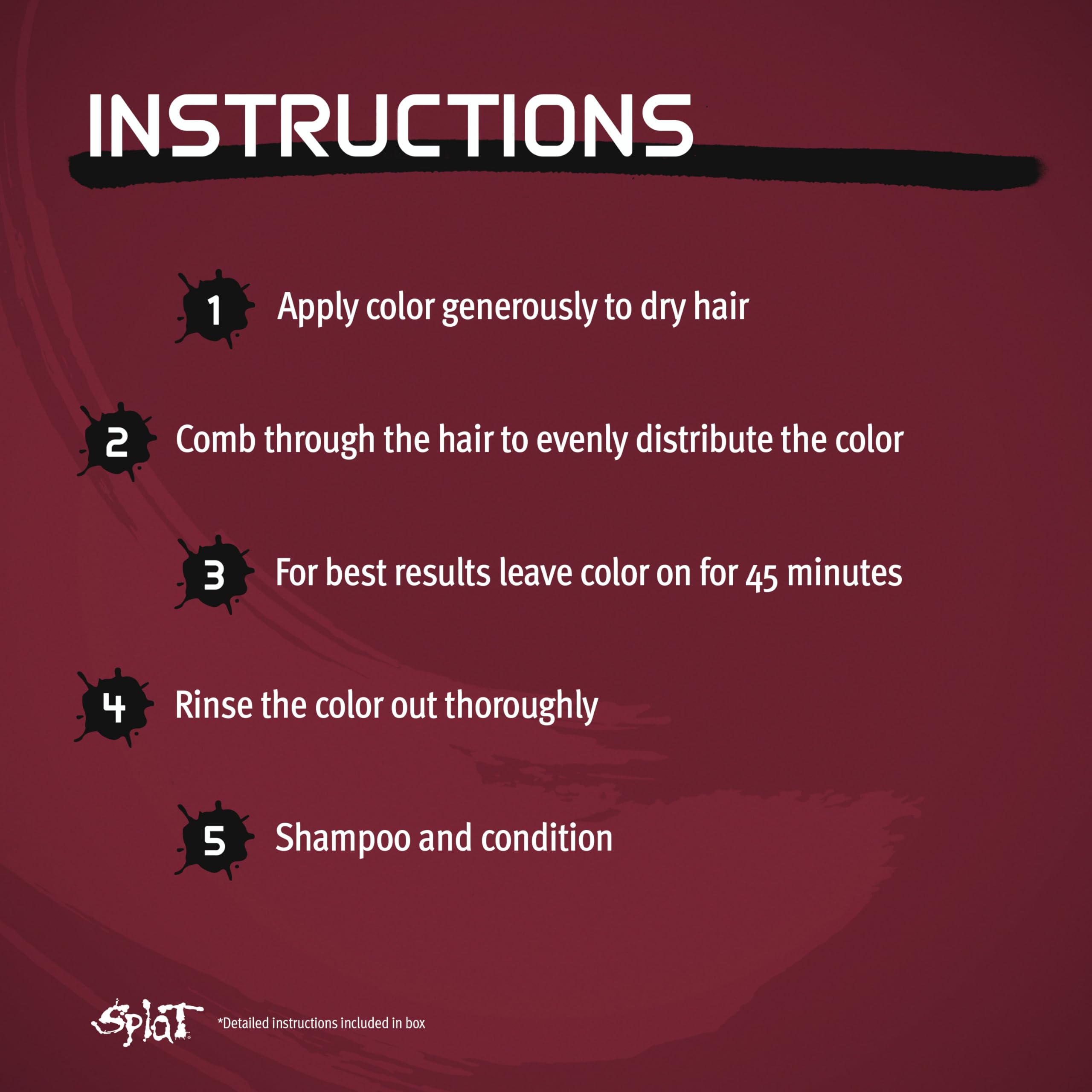 Splat Vegan and Cruelty-Free Semi-Permanent Hair Color Dye (6 Fl Oz, MIDNIGHT RUBY)