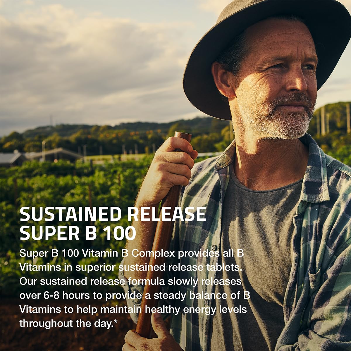 Bronson Vitamin B 100 Complex High Potency Sustained Release (Vitamin B1, B2, B3, B6, B9 - Folic Acid, B12), 60 Tablets