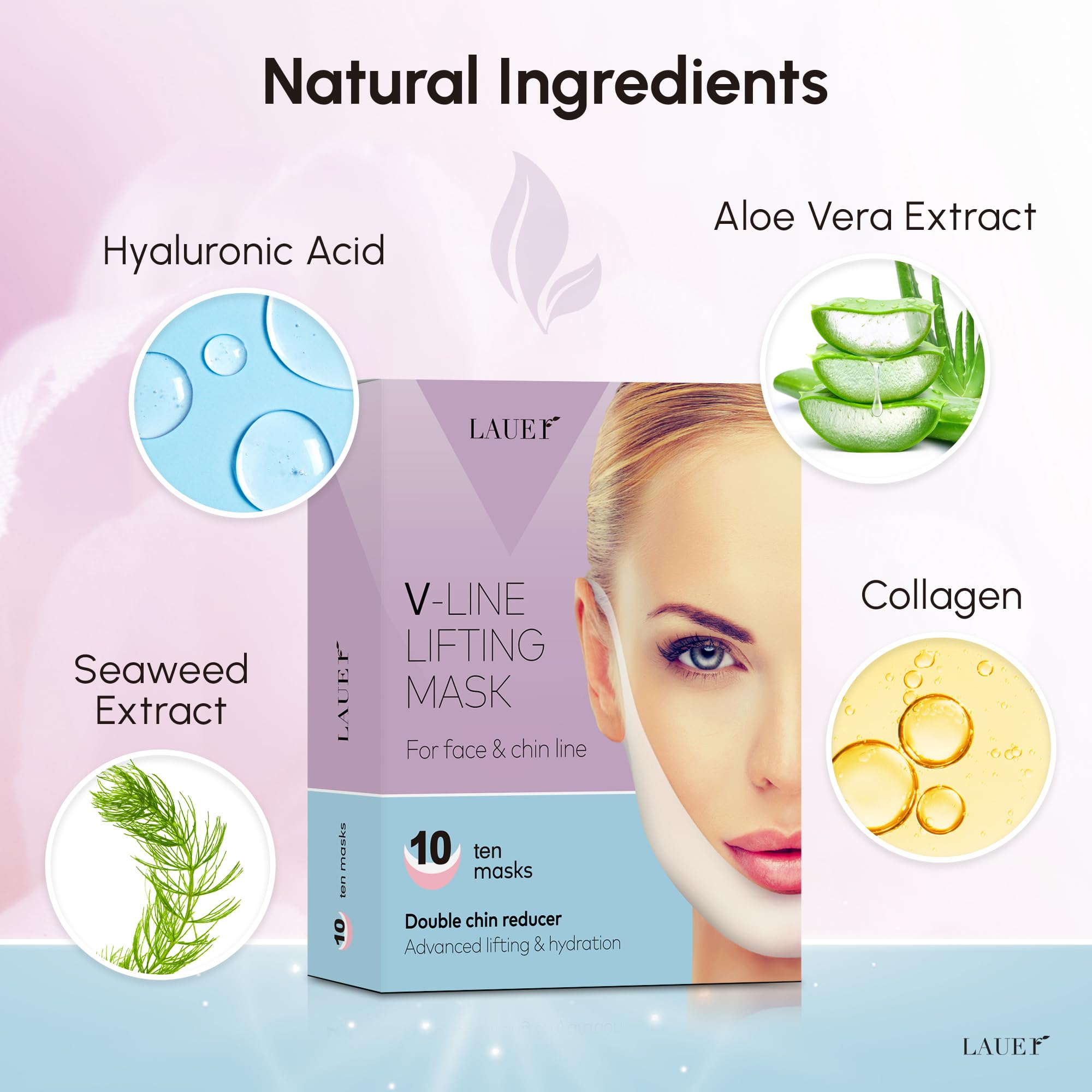 V Shaped Contouring Face Mask Line Shaping Lifting Belt Neck Reduction Jawline Lift Tape Enhancer Face Patch Firming Tightening Skin Chin Up Sculpting Collagen Mask Hyaluronic Acid Aloe Vera 10 pcs