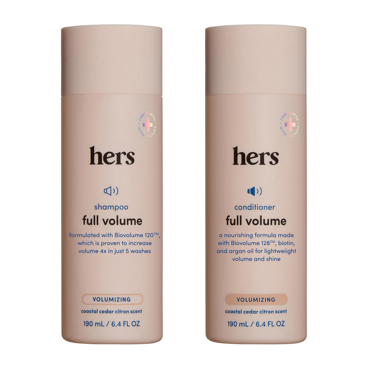 hers Full Volume Shampoo & Conditioner Set - Volumizing Shampoo and Conditioner for Women with Biotin - Adds Lightweight Volume, Shine & Bounce - Coastal Cedar Citron - 2 x 6.4 fl oz