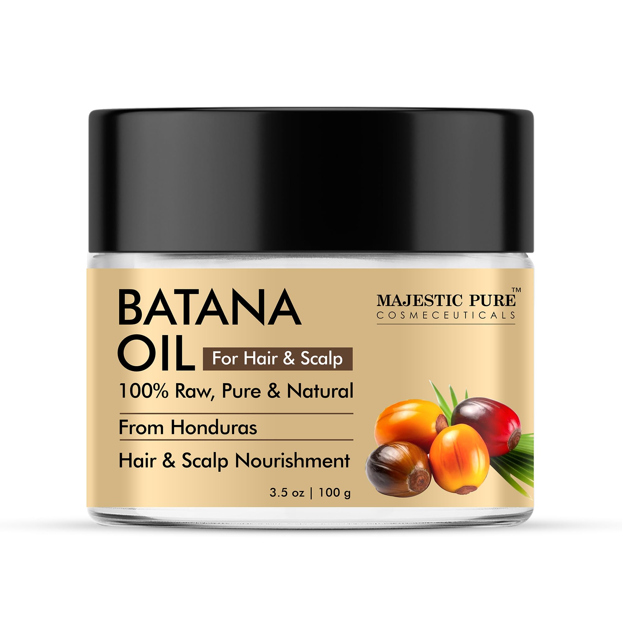Majestic Pure Batana Butter for Hair | Moisturizes Scalp & Hair | Nourishing & Volumizing | 100% Pure & Natural | PETA Certified | 3.5 Oz