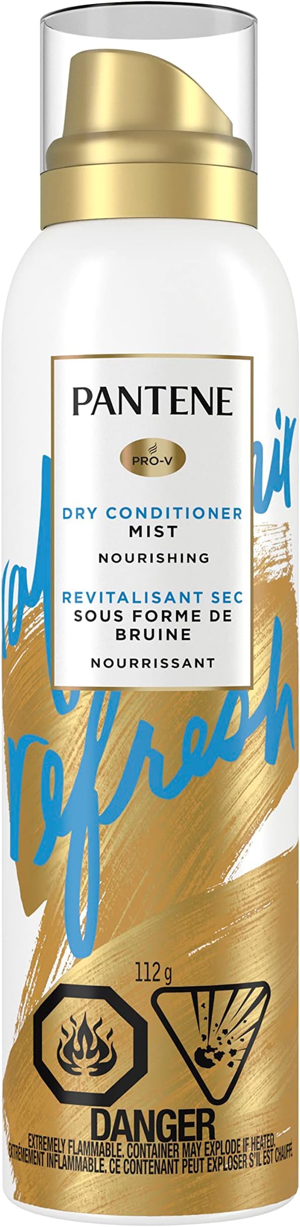 Pantene Dry Conditioner Mist Spray for Hair, 3.9oz, Blue - Instant Hydration and Frizz Control with Vitamin B5, Safe for Color Treated Hair, Pro-V Refresh