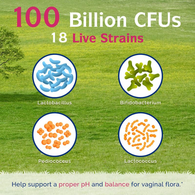Innate Vitality Probiotics for Women, 100 Billion CFUs 18 Strains, Prebiotics and Probiotics, with Cranberry, Vitamin C & B6 P5P, Vaginal & Digestive Health, Non refrigerated, 60 Caps