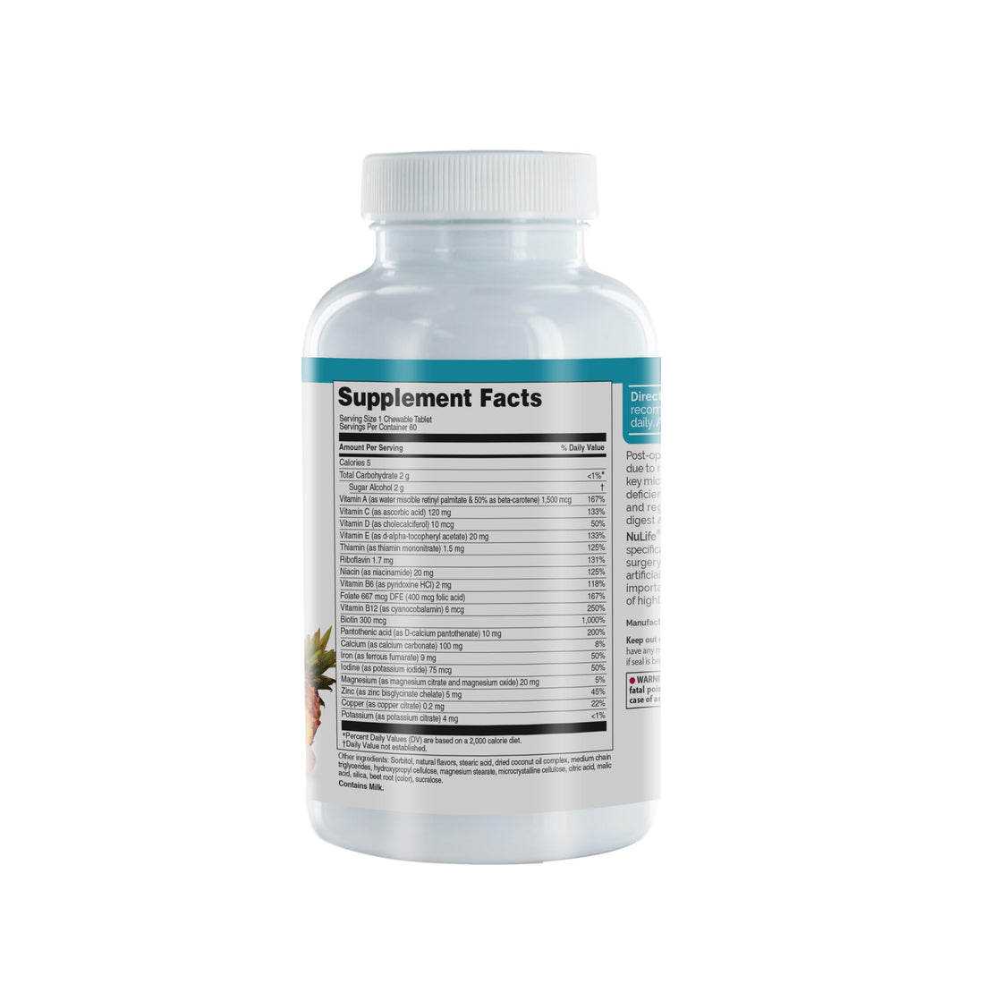 NU LIFE Advanced Bariatrics Multivitamin Chewable Tablets, Bariatric Mulivitamin with Iron - Tropical Berry (60 Chewable Tablets) (Packaging May Vary)