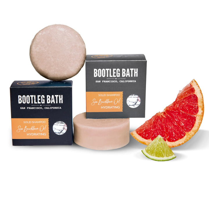 BOOTLEG BATH Hydrating Shampoo and Conditioner Bar with Sea Buckthorn Oil and Aloe Vera Extract, Vegan, Sulfate-Free, Phthalate-Free, Paraben-Free, Eco Friendly, 2.2 oz bar