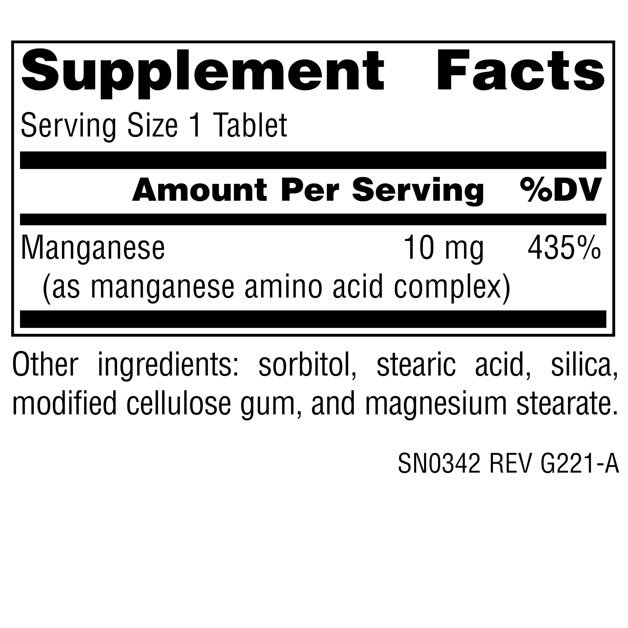 Source Naturals Manganese, Amino Acid Chelate - Supports Energy Production - 100 Tablets