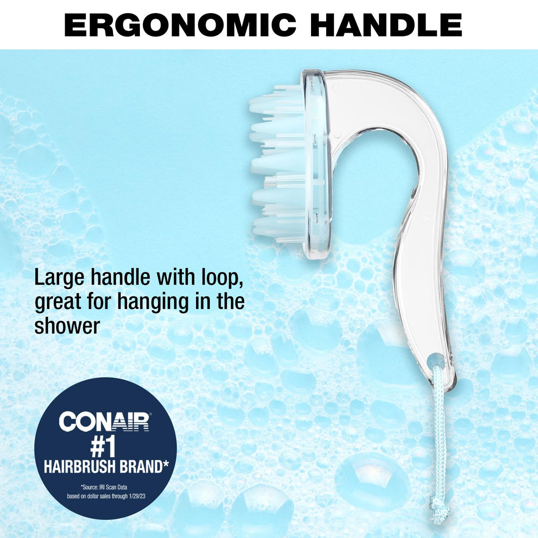 Conair Detangle & Go Shower Massage Hair Brush with Light Blue Silicone and Detangling Bristles, 1 Count