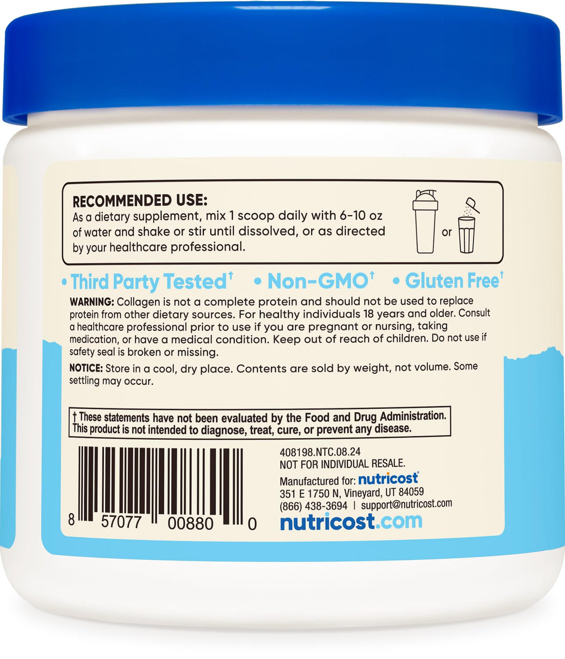 Nutricost Grass-Fed Collagen Powder 4 oz (Unflavored) Type I, Type III Collagen - Gluten Free and Non-GMO