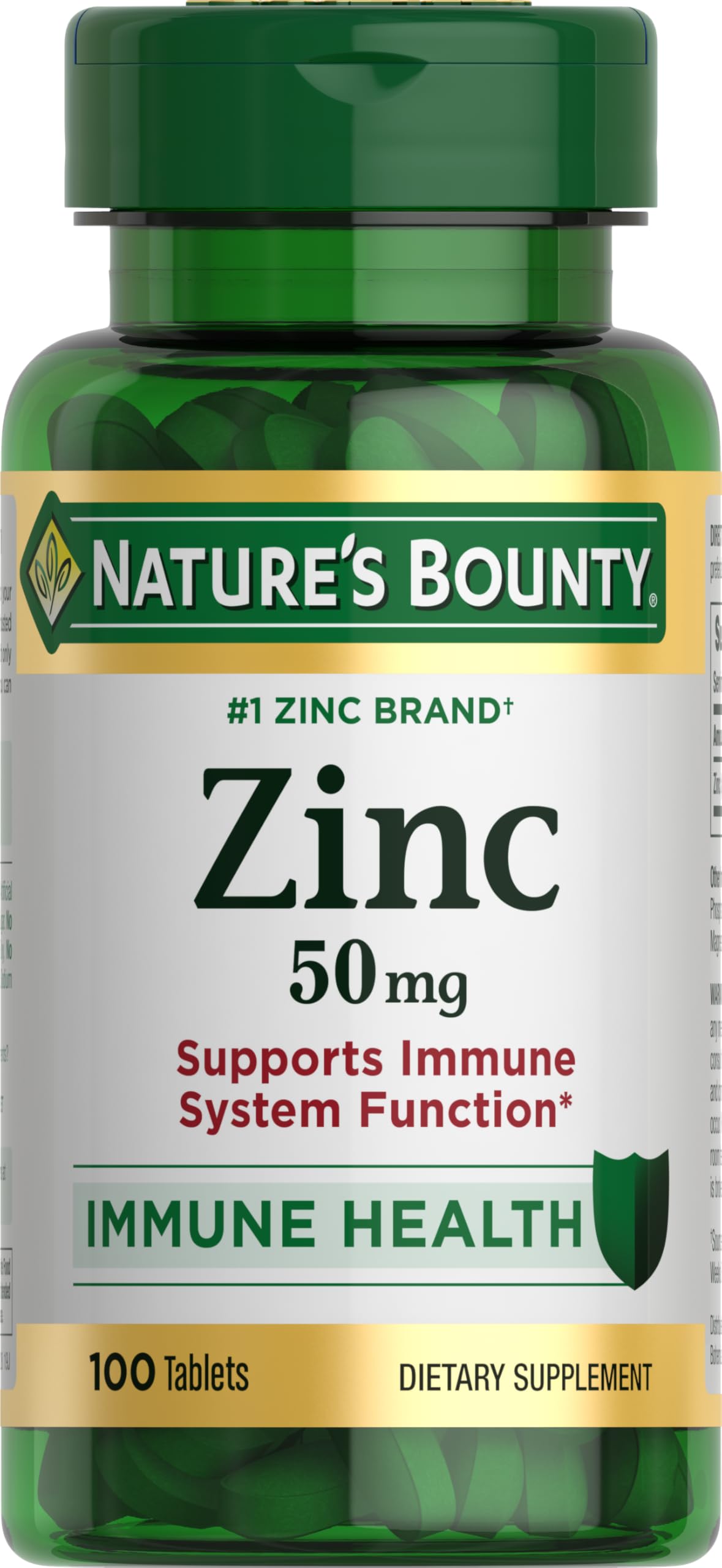Nature's Bounty Zinc, Supports Immune System Function, Dietary Supplement, 50 mg, Caplets, 100 Ct
