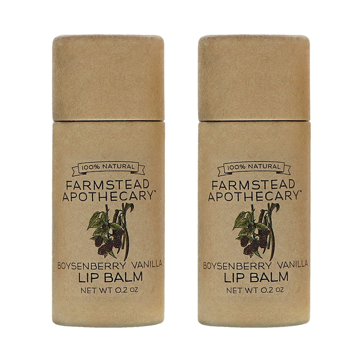 Farmstead Apothecary 100% Natural Lip Balm with Organic Beeswax, Organic Shea Butter & Organic Coconut Oil, Boysenberry Vanilla 0.2oz (Pack of 2)