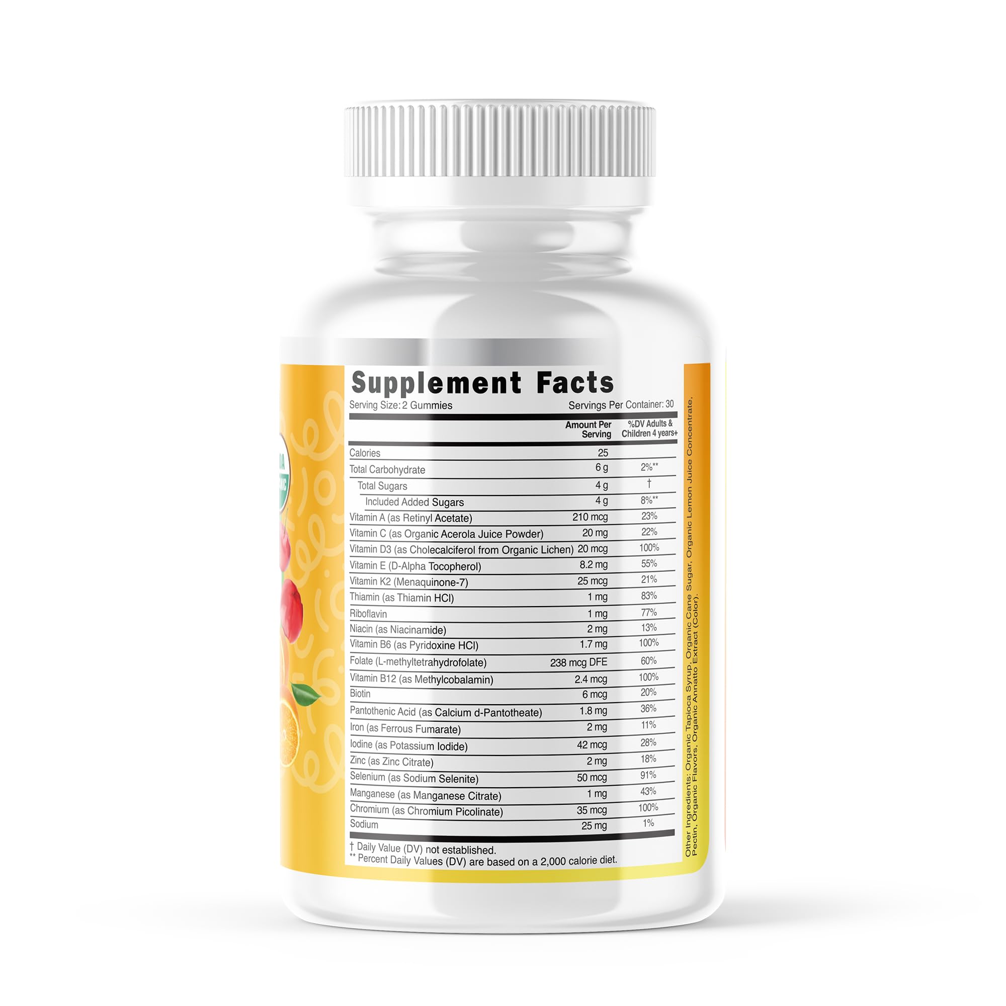 LIVEGOOD™ Organic Childrens Multivitamin Gummies, Chewable Daily Supplement with Vitamin C & Zinc for Kids, Citrus Flavor, 60 Gummies