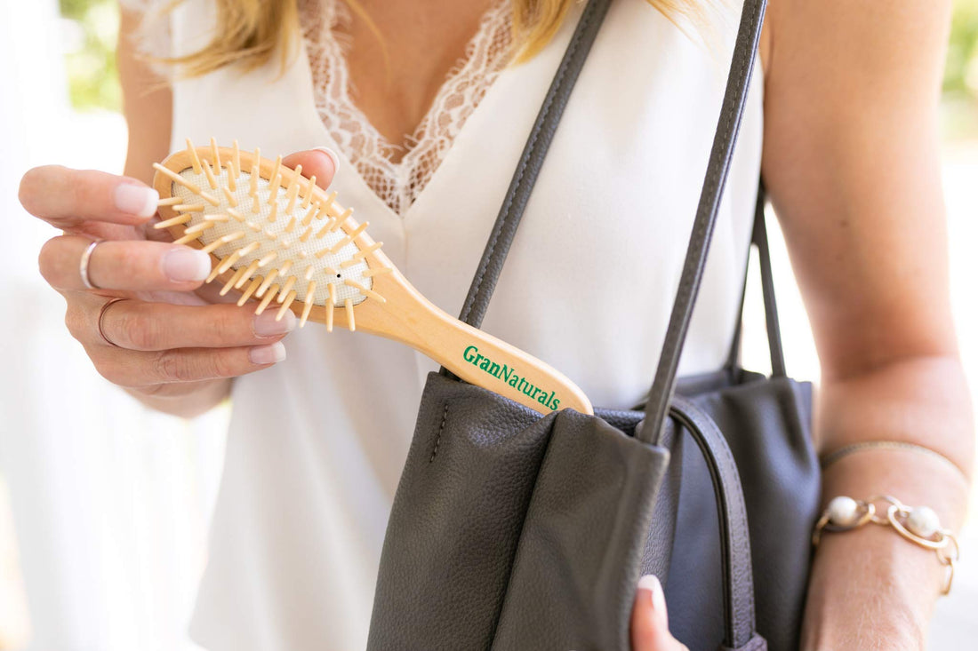 GranNaturals Detangling Wooden Bristle Hair Brush - Small, Travel Size