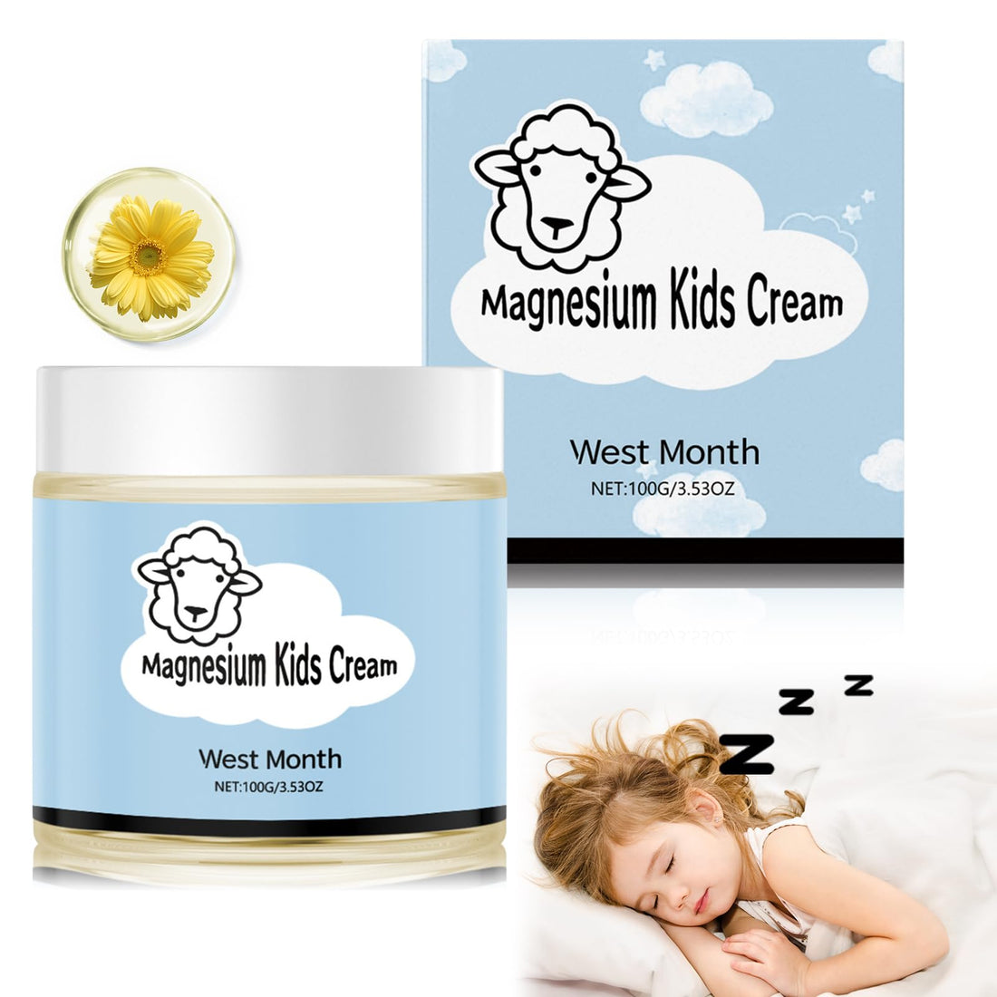 TFSUDI 2Pcs Magnesium Lotion for Kids, Juniors Bedtime Lotion By 8 Sheep Kids, Magnesium L otion For Sleep, Gentle Natural Calming Cream for Restful Sleep, Relaxation (200g/7.06oz)