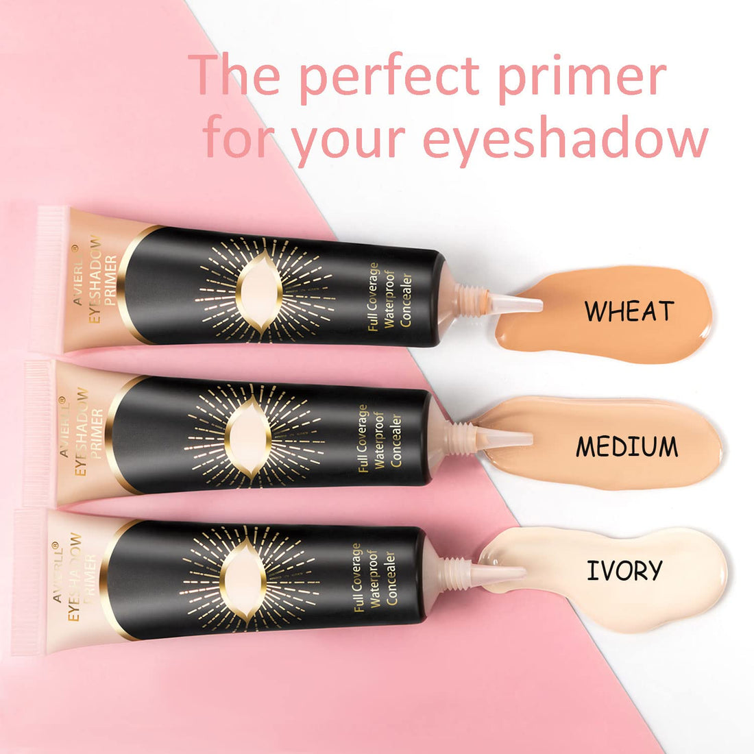 AVIERLL Eyeshadow Primer-3Pens Eye Primer,Makeup Primer Long Lasting Cream Eyeshadow Base,Primer Face Makeup,Full Coverage Waterproof Concealer 3 Colors -0.40 fl oz (IVORY+MEDIUM+WHEAT)