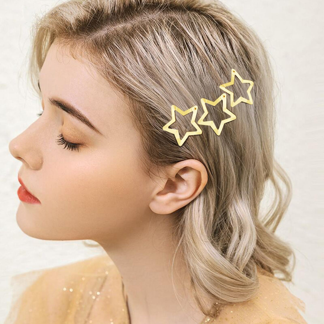 Star Hair Clips 2000s Y2K Snap Hair Barrettes Non Slip Star Hair Accessories Gold Metal Hair Clips for Girls Women -15 PCS 1.57